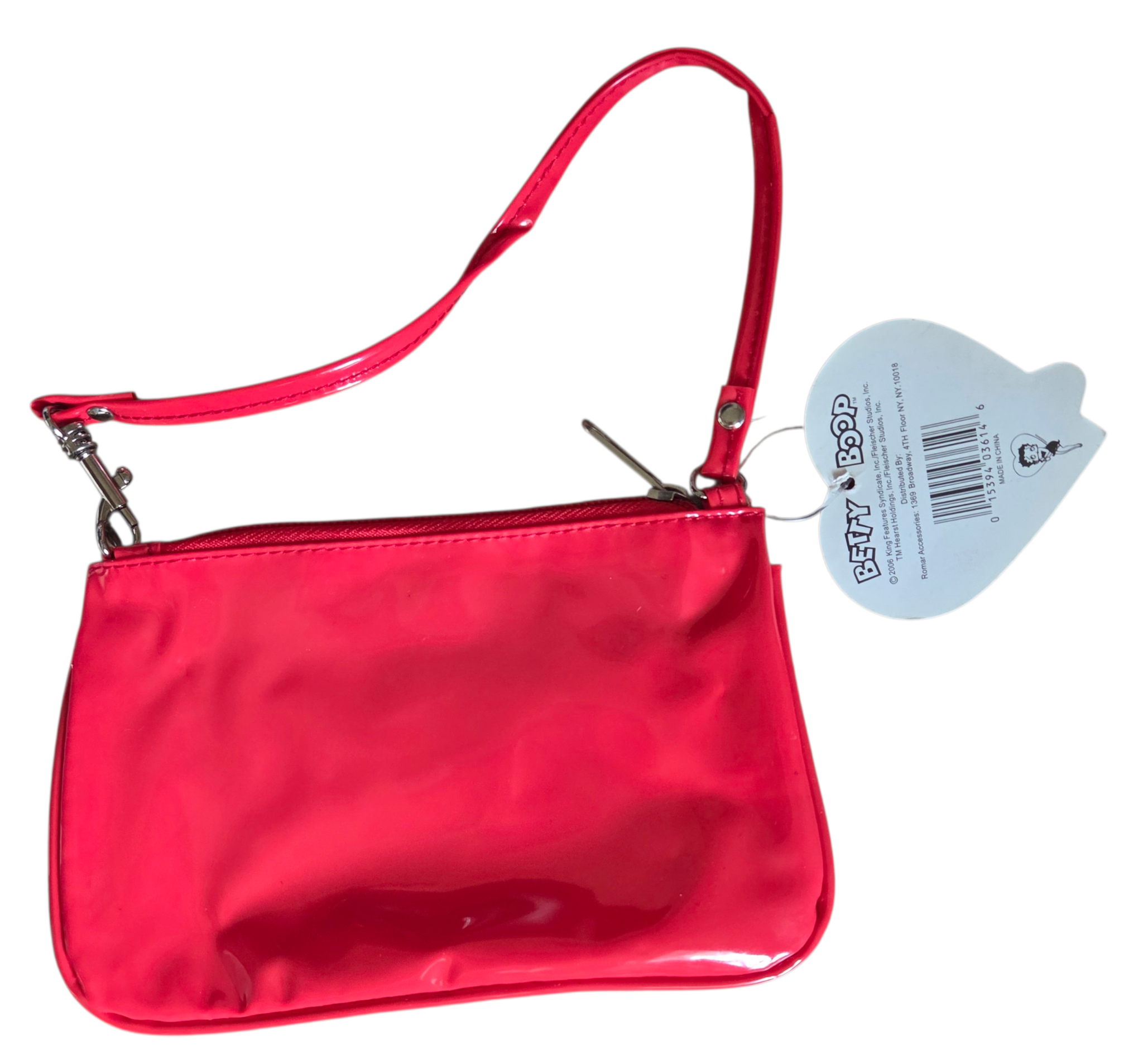2006 Romar Betty Boop Red Logo Face Vinyl Zippered Makeup Mini Bag image 2