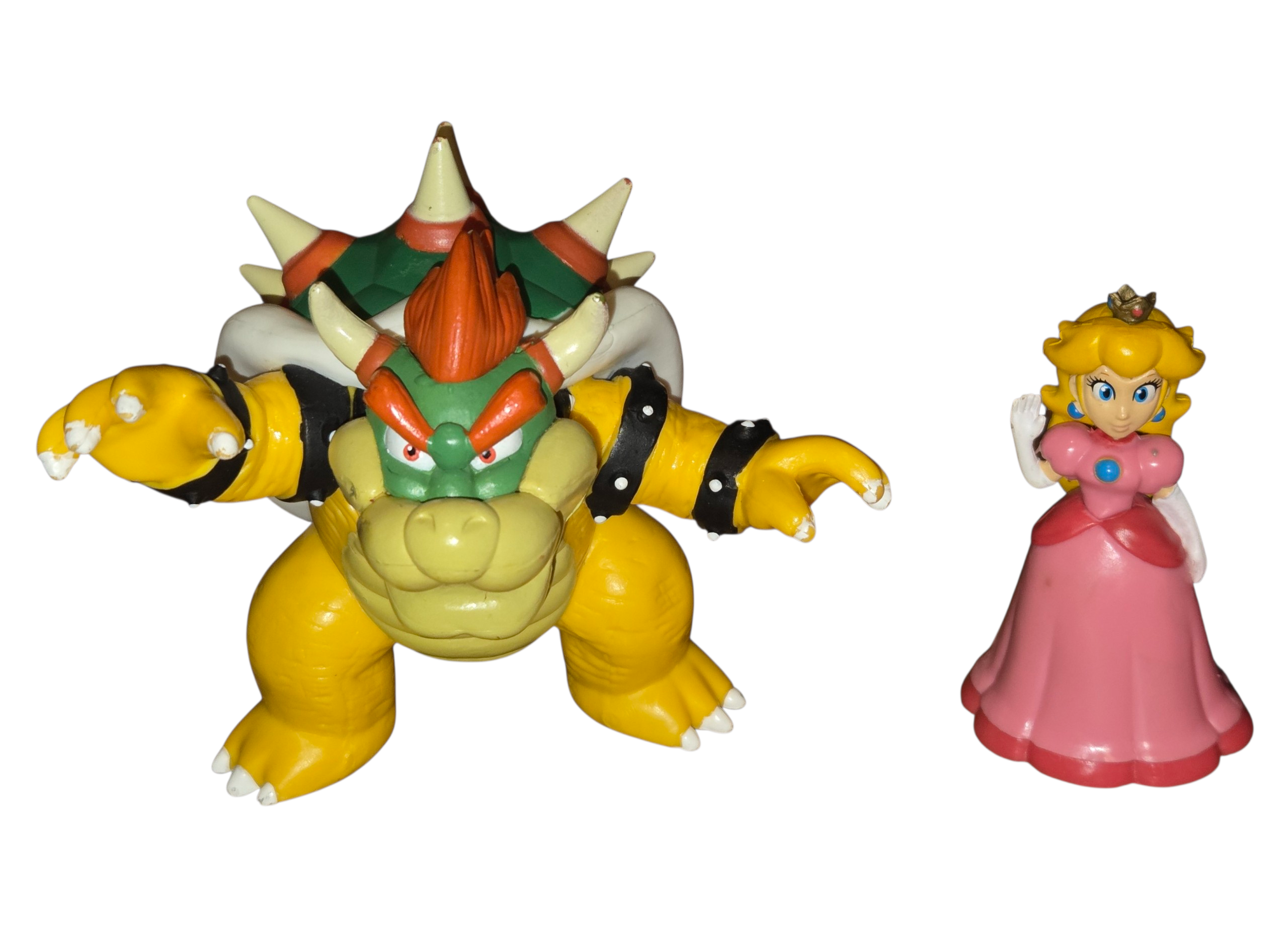 2007 Super Mario Bros 3.25" Bowser & 2" Princess Peach Waving PVC Figure Set