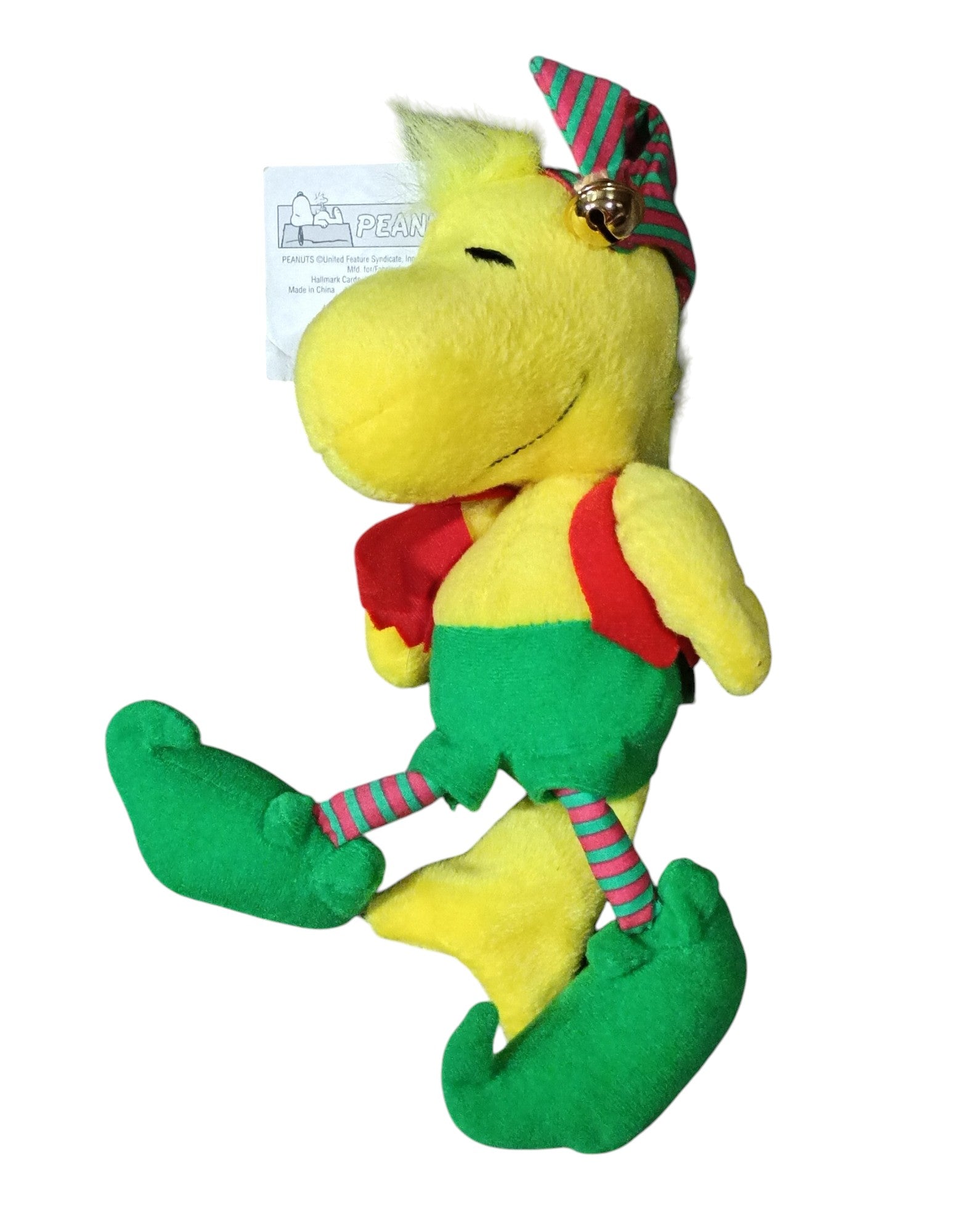 Vintage Hallmark Peanuts Woodstock Christmas Elf with Bell 9" Plush