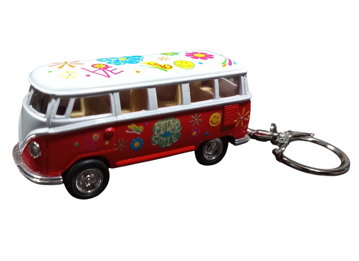 Kinsmart 1962 Volkswagen Classic Red Pull Back Bus 1/64 Scale Keychain image 2