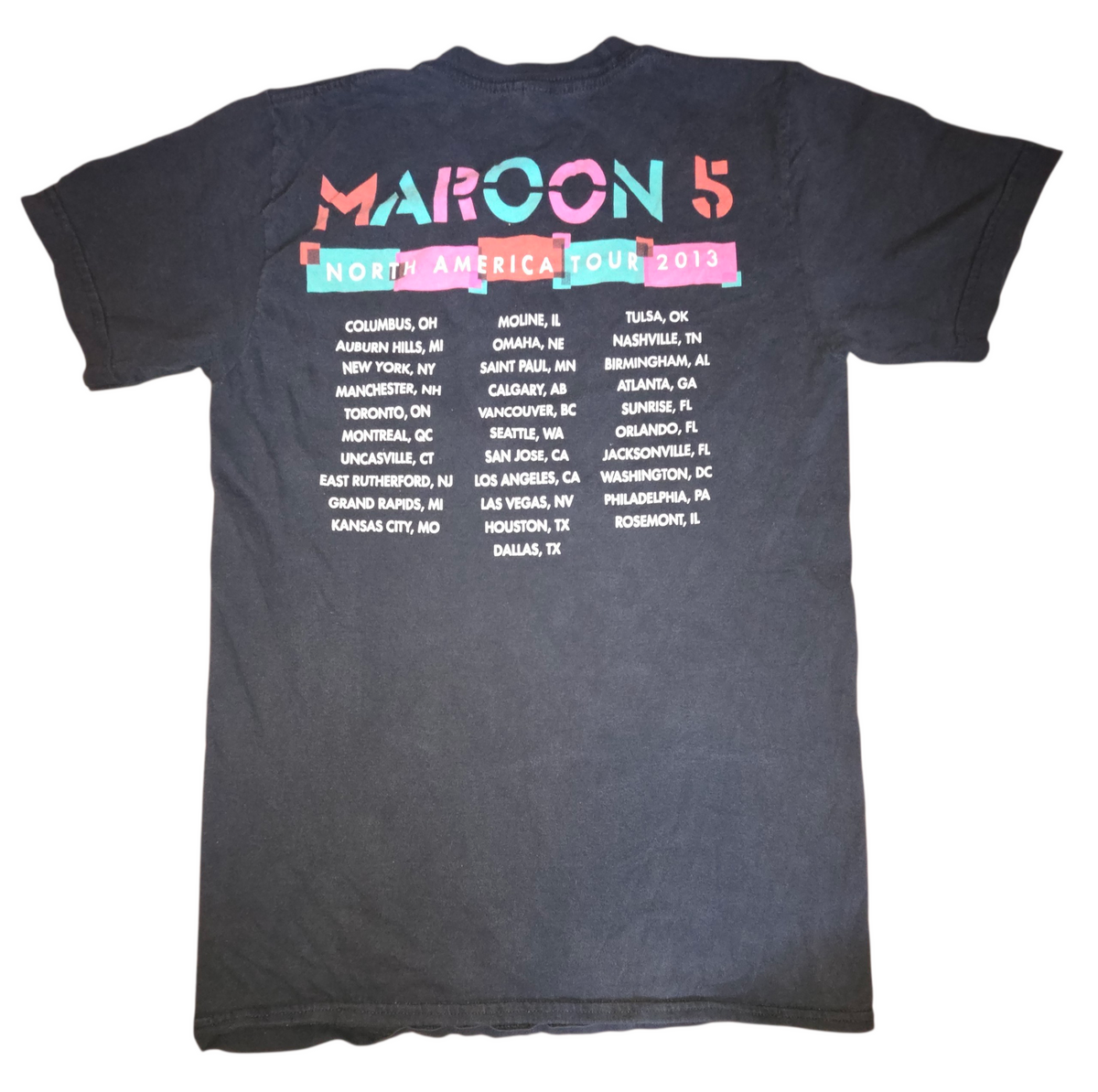 2013 Maroon 5 Adam Levine North America Tour T-Shirt Black Size Small image 2