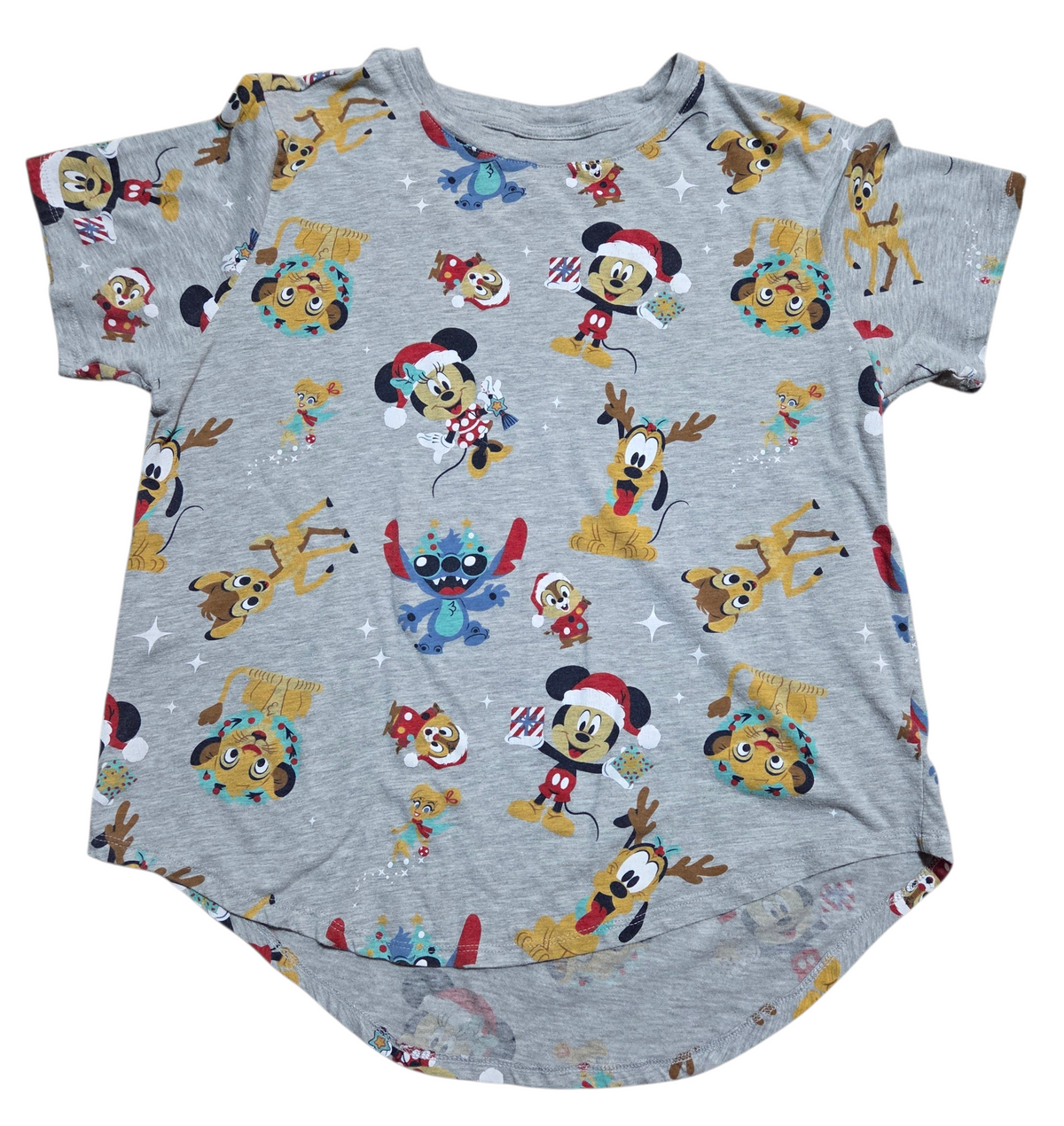 Disney 100 Christmas Character's Grey Women's T-Shirt Size XL (15-17) |