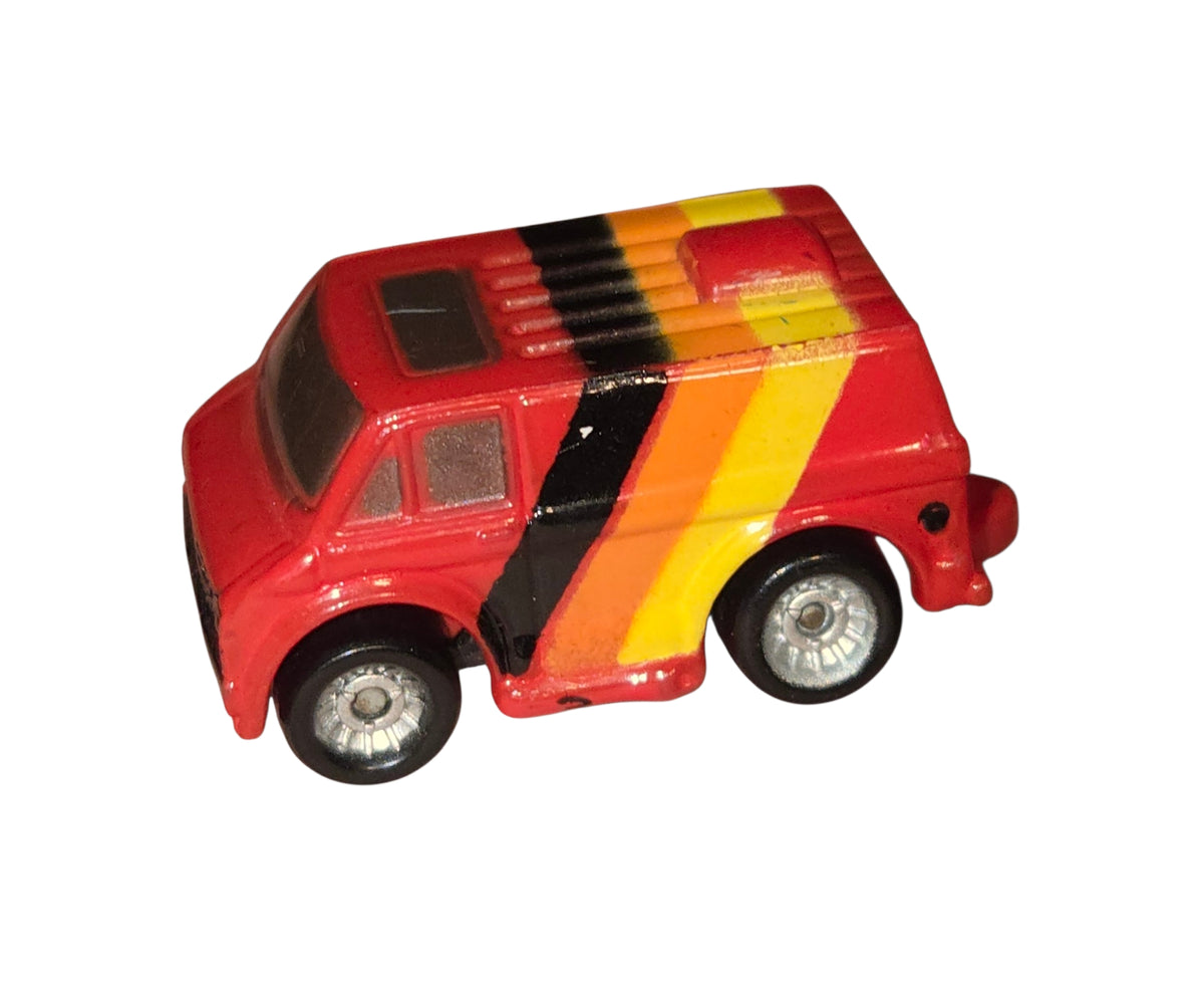 1987 Galoob Micro Machines 1970s Chevrolet Van Red w/ Black, Orange, Yellow