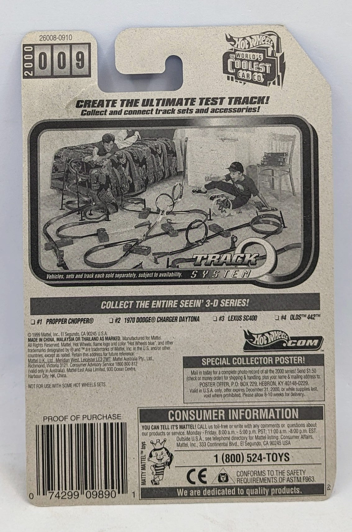 2000 Hot Wheels Seein' 3-D Series Propper Chopper #009 1/4 image 2