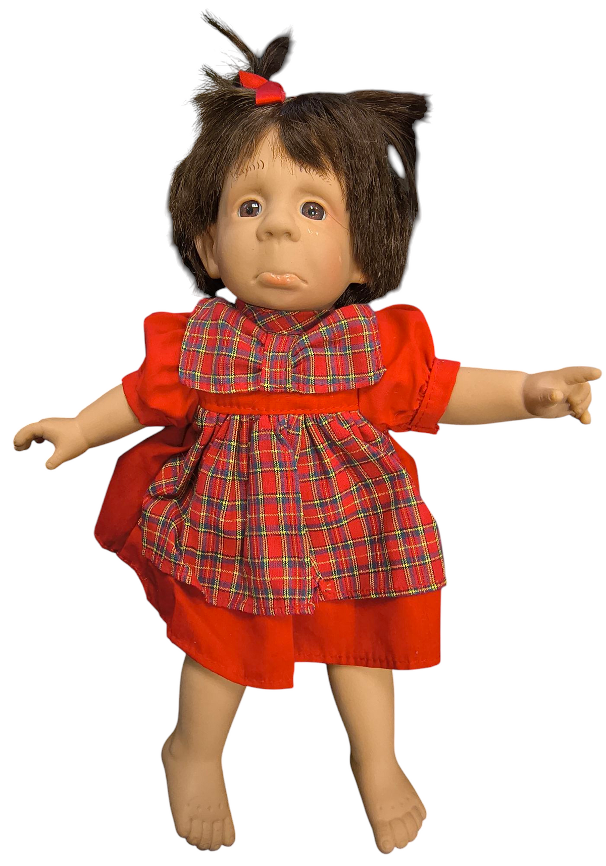 Vintage GIGO My Pals Doll 11"Girl Crying w/ Plaid Outfit Expressive Face
