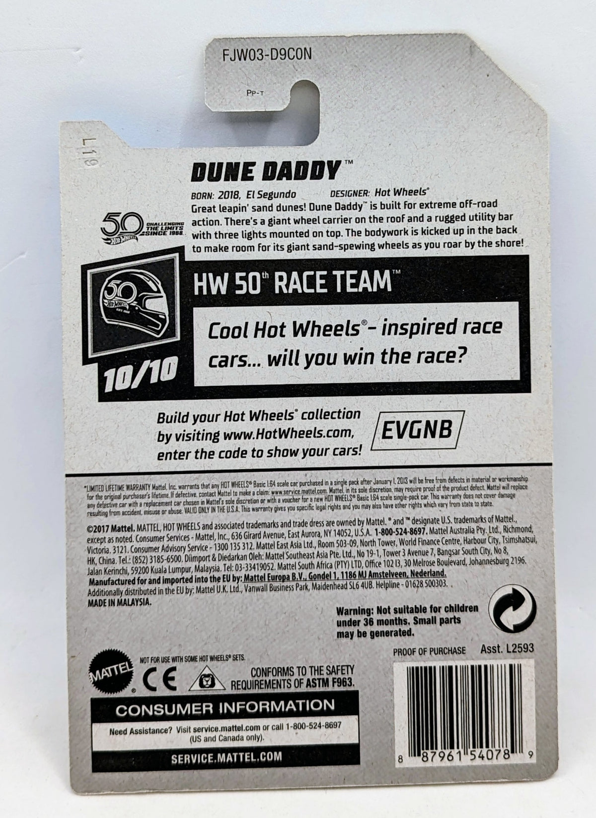 2018 Hot Wheels HW 50th Race Team Dune Daddy 10/10 image 2