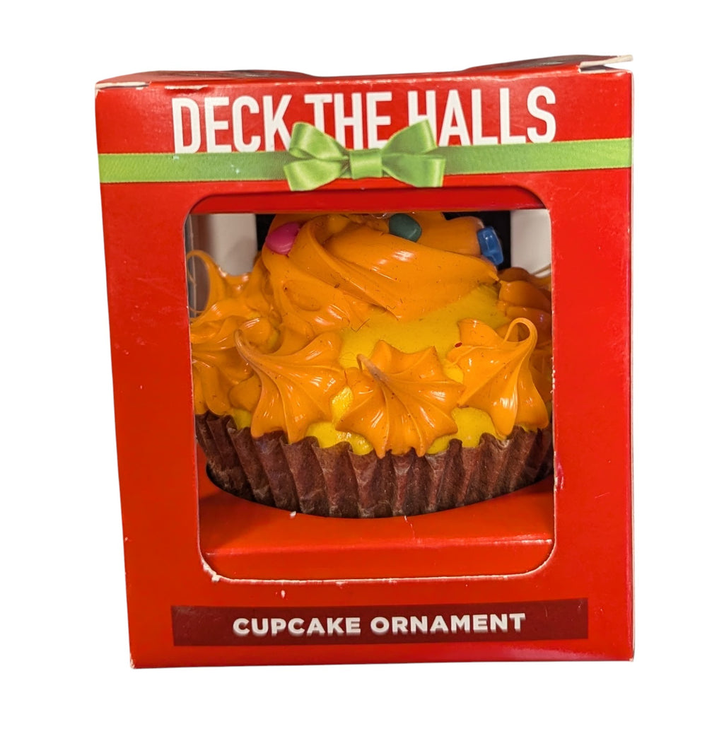 2016 Walgreen Deck The Halls - Orange Foam Frosting Cupcake Ornament image 2