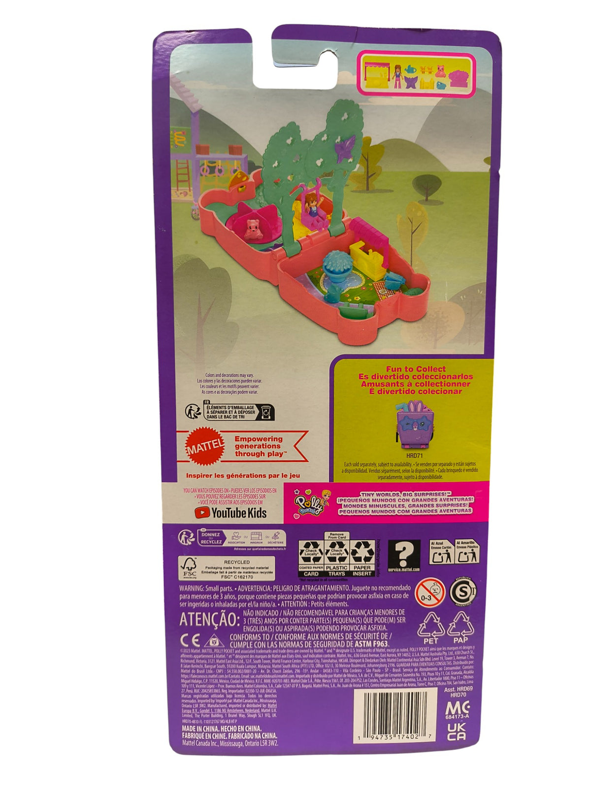 Mattel Polly Pocket Cutie Bear Picnic Mini Play Set Pet and Food Theme image 2