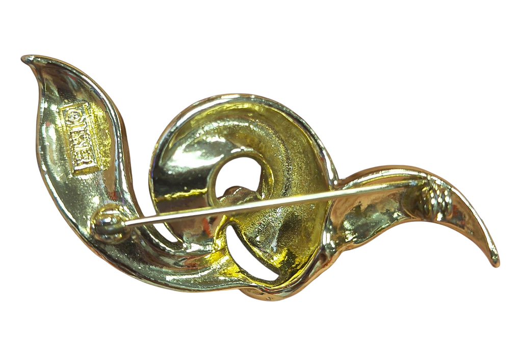 Vintage Lisner Signed Brushed Gold Tone Bow Ribbon Brooch Pin image 2
