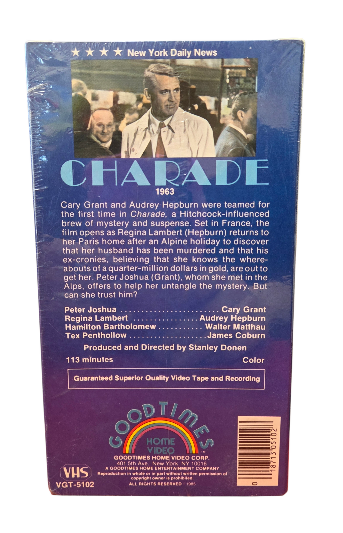 1985 Goodtimes Video VHS Charade 1963 Movie Audry Hepburn Cary Grant image 2