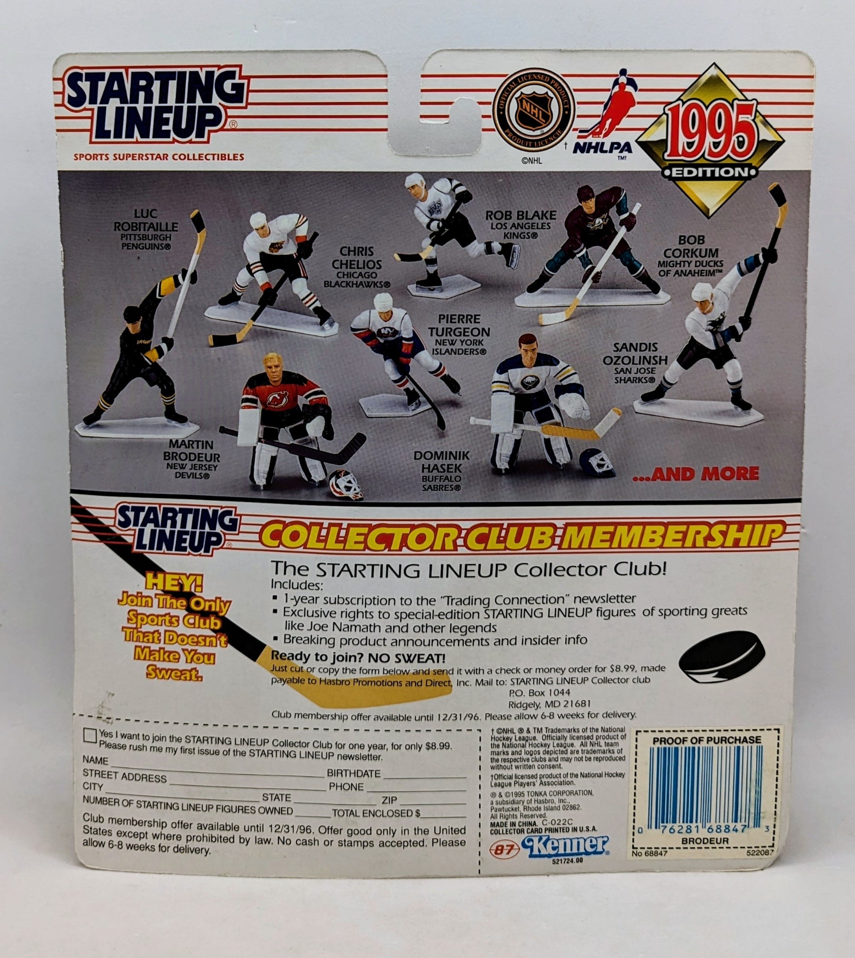1995 Kenner Starting Lineup Martin Brodeur New Jersey Devils Action Figure image 2