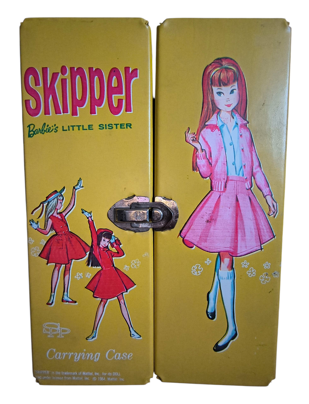 1964 Mattel Barbie Doll Skipper Yellow Carry/Carrying Case Trunk Closet