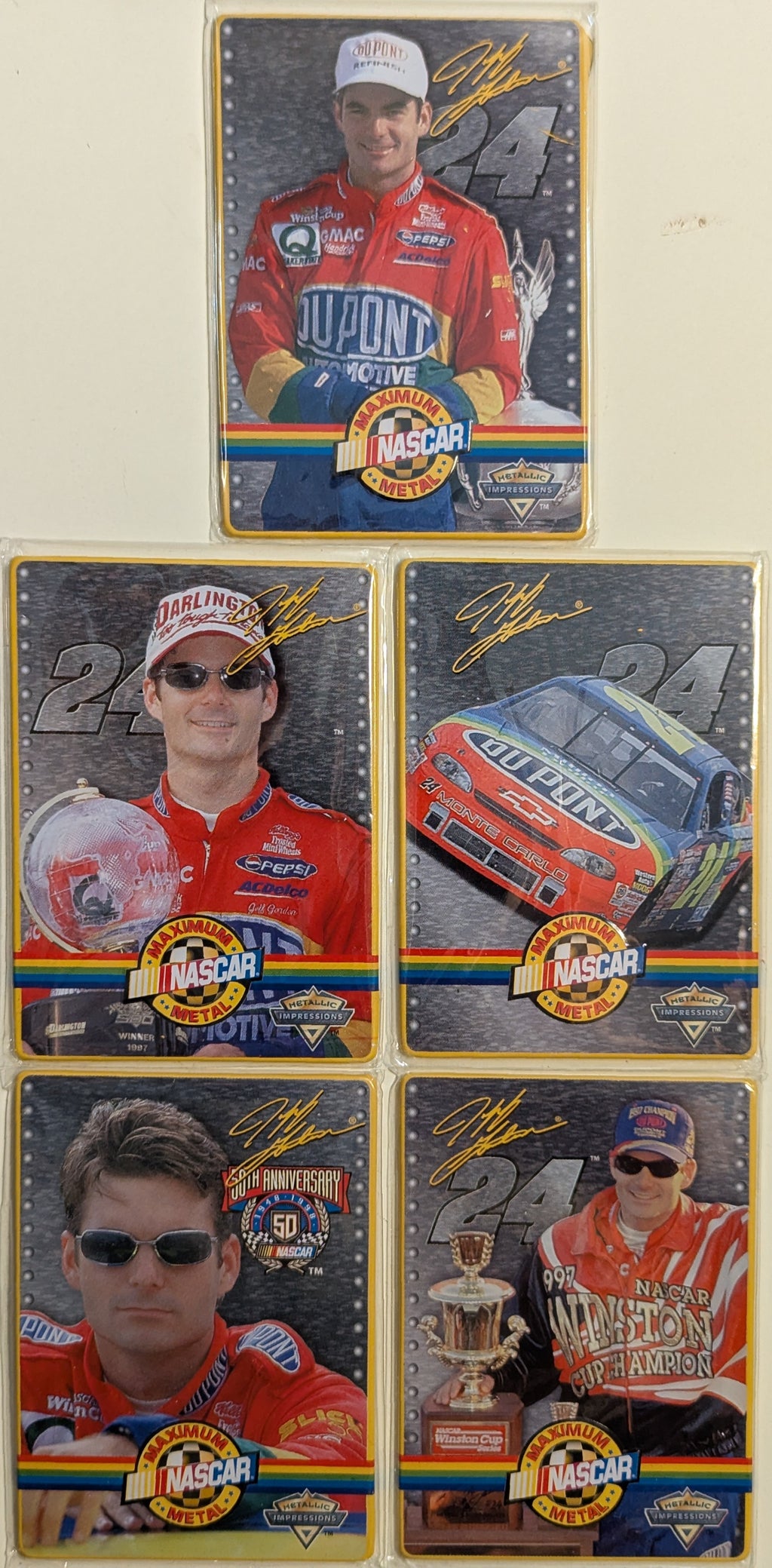 1997 Nascar Maximum Metal Jeff Gordon #24 Metallic Impressions Collector Cards