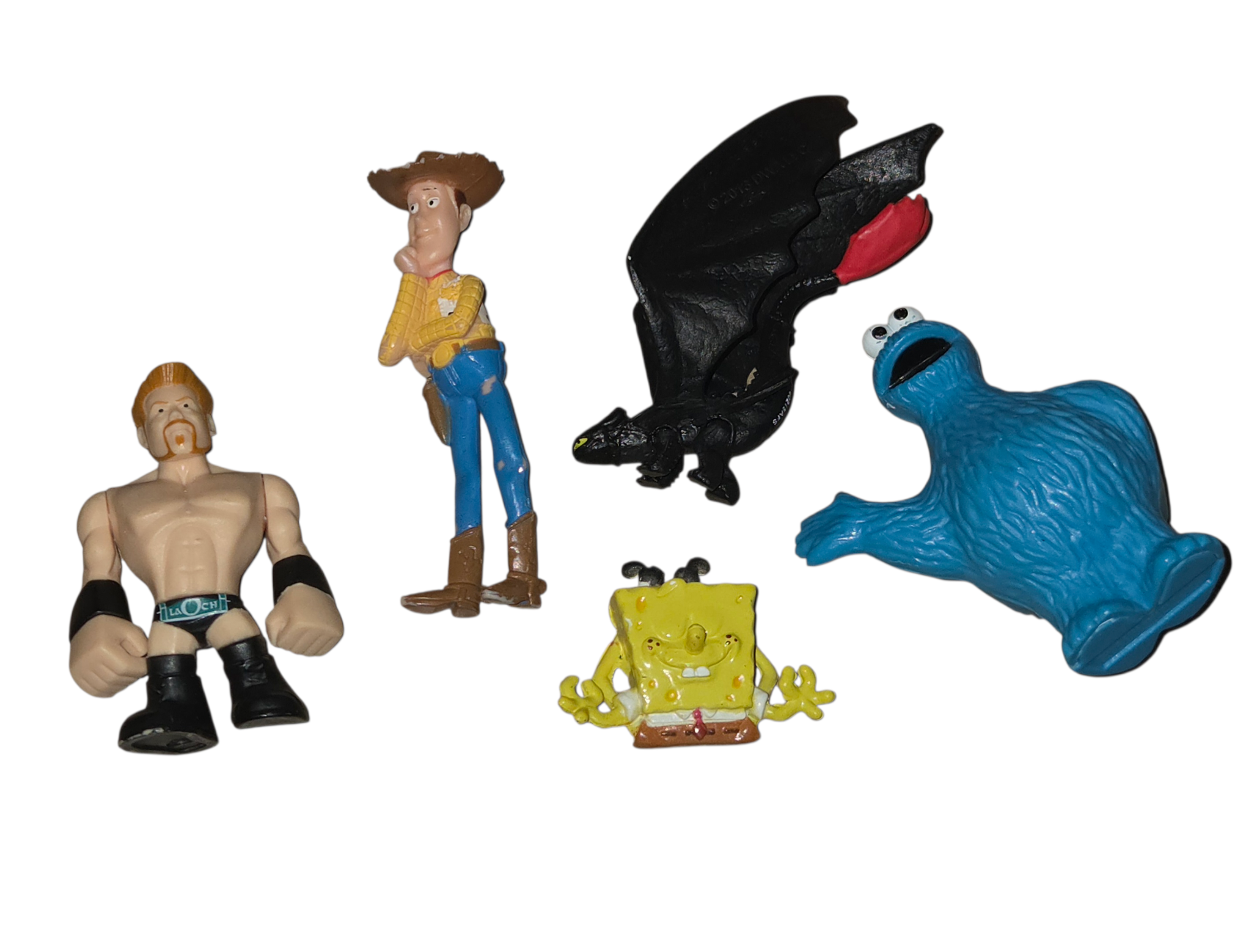 Miscellaneous Lot Sheamus, Toy Story Woody, Toothless, Spongebob, Cookie Monster