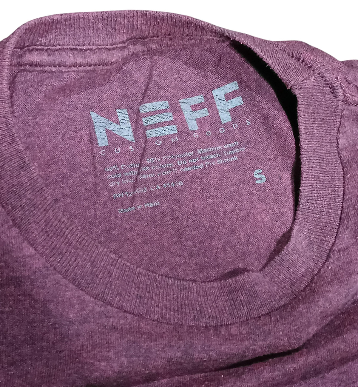 NEFF Maroon Short Sleeve Logo T-Shirt Size Men's Small image 3