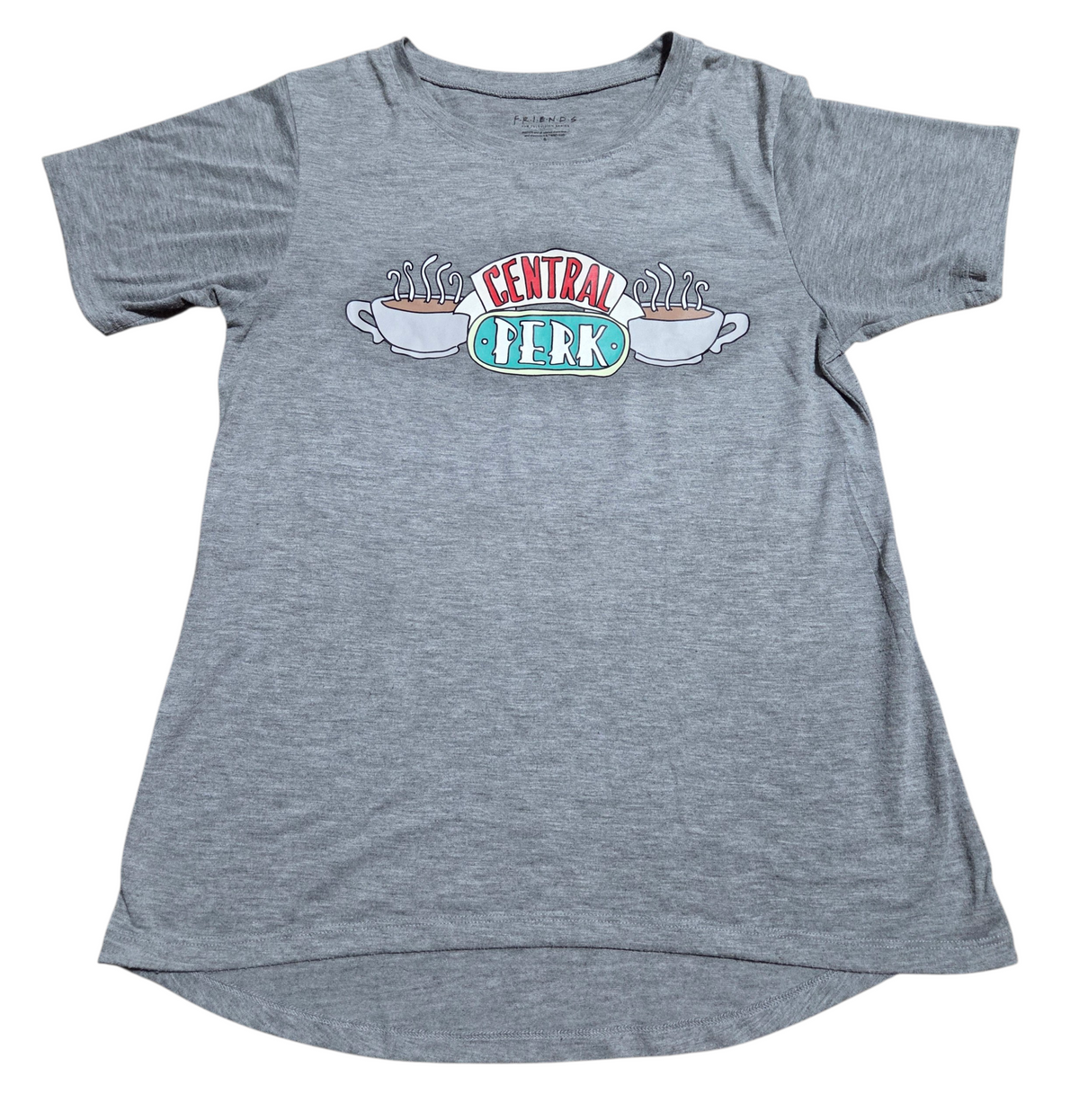 Jerry Leigh Friends TV Show Central Perk Coffee Graphic Tee T-Shirt Gray Size 8