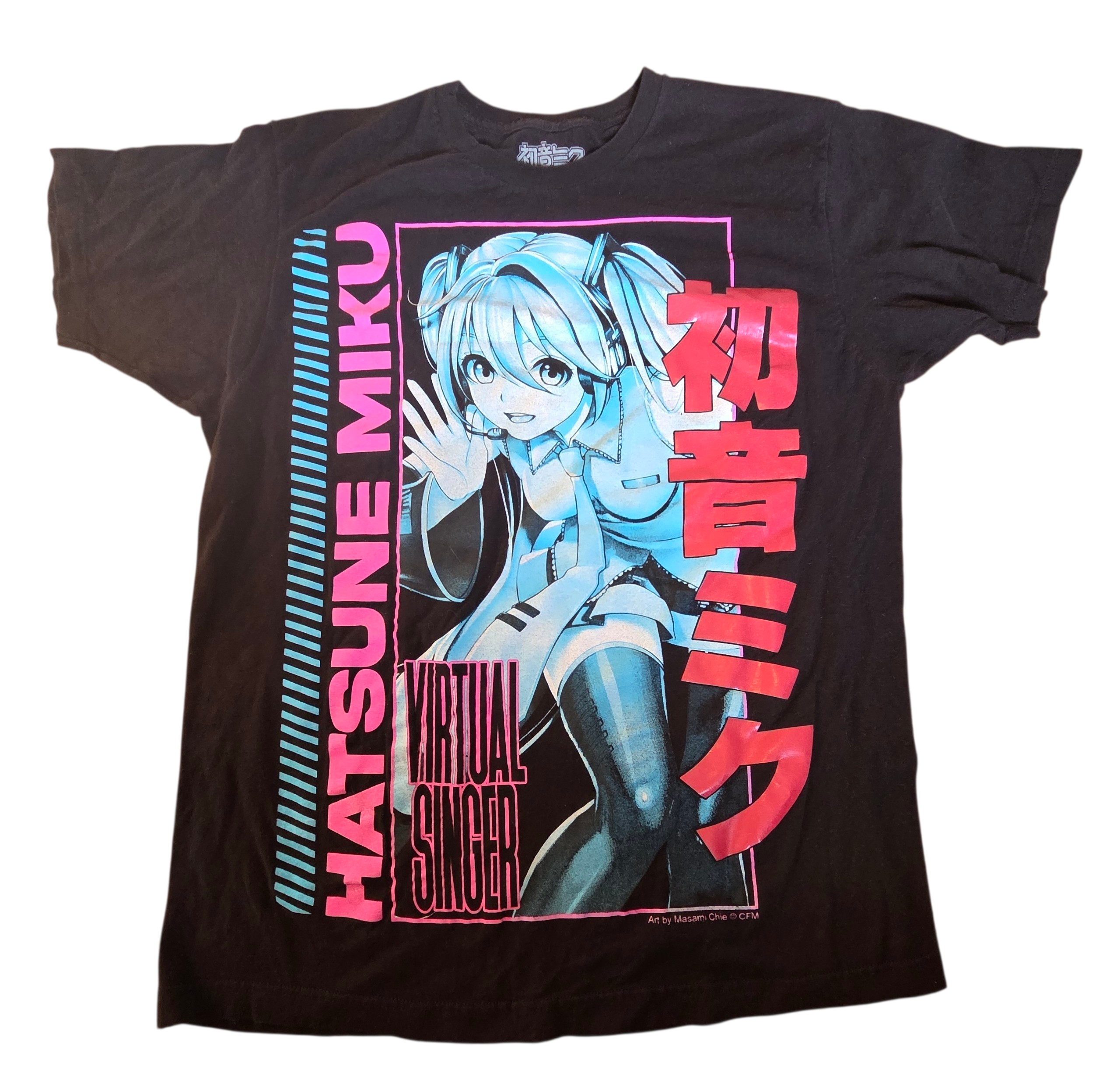 Hot Topic Hatsune Miku Virtual Singer Portrait Black T-Shirt Size Large