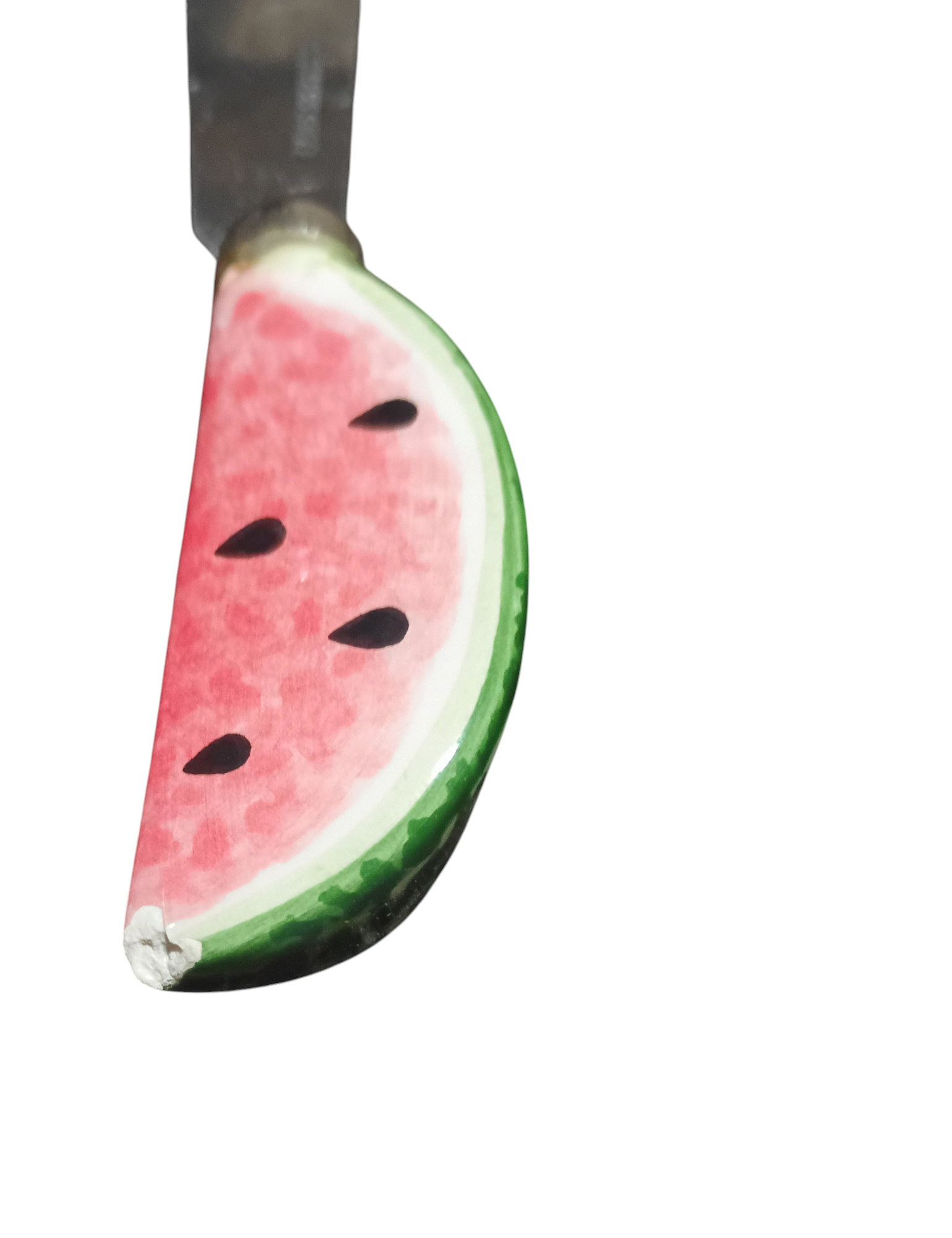 Vintage Ceramic Watermelon Bowl With Watermelon Stainless Steel Cheese Spreader image 4