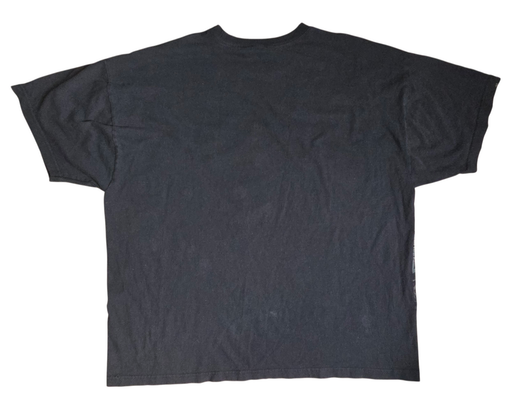 Y2K Metal Mulisha Half Tone All Over Graphic Skull Logo Black T-Shirt 3XL image 2