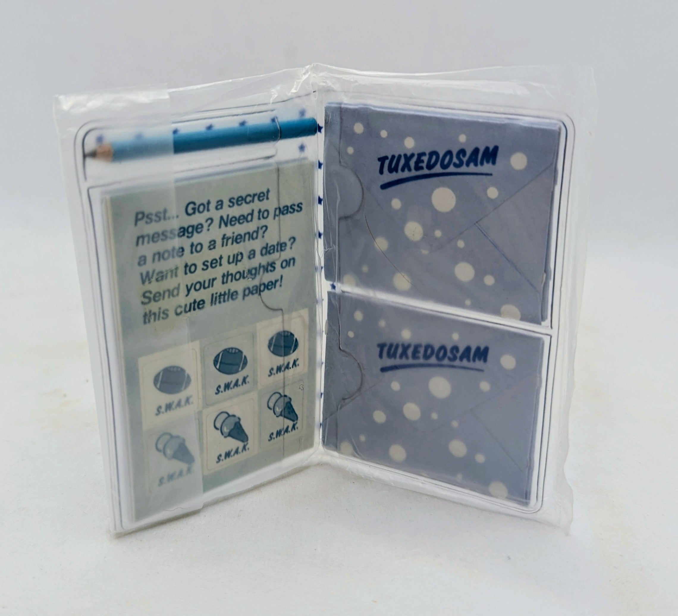 1985 SANRIO Tuxedo Sam Friendly Messages Mini Notes, Envelopes, Stickers, Pencil image 2