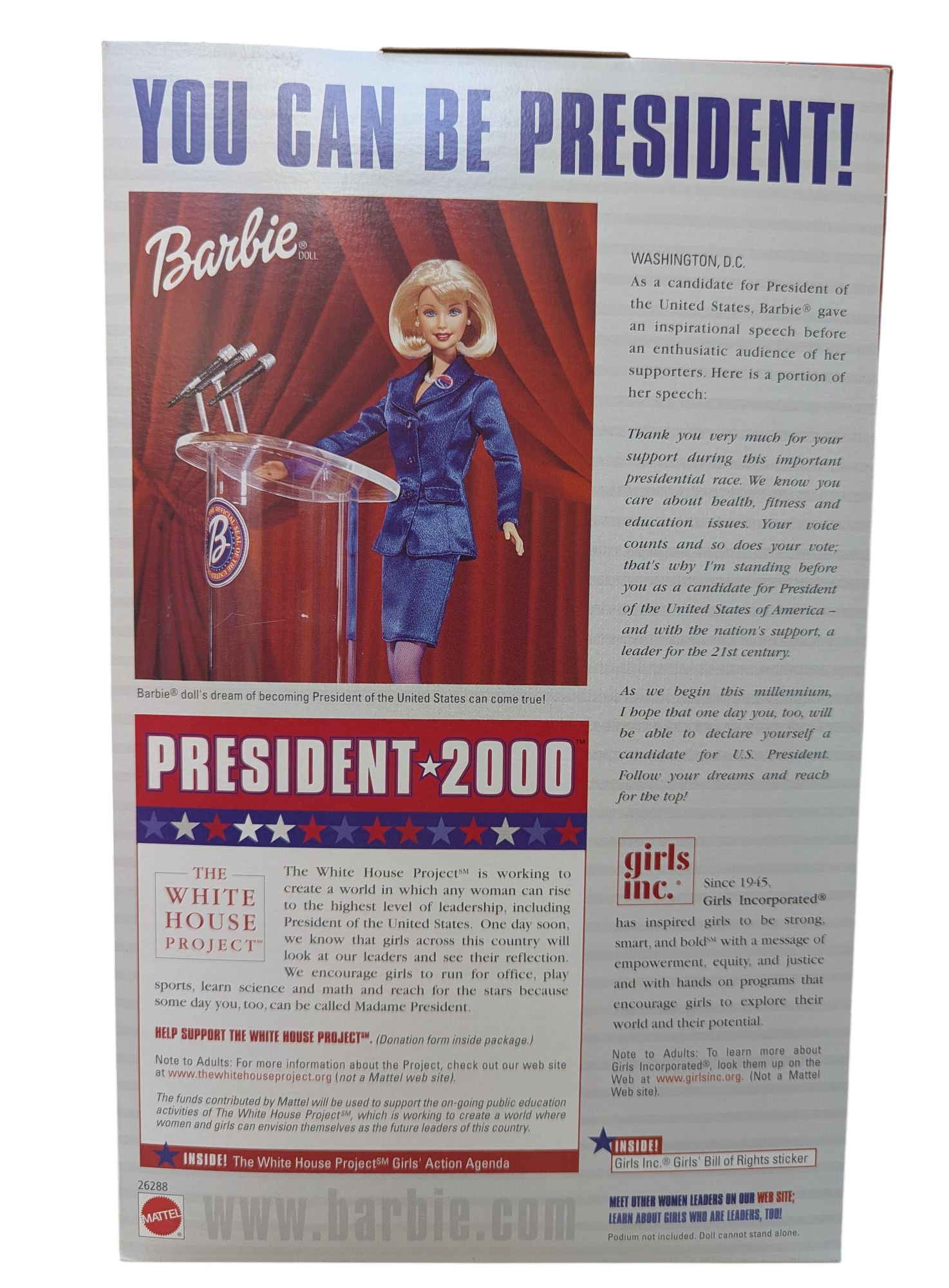 2000 Mattel Barbie Toys'R'Us Exclusive President 2000 Doll 26288 image 2