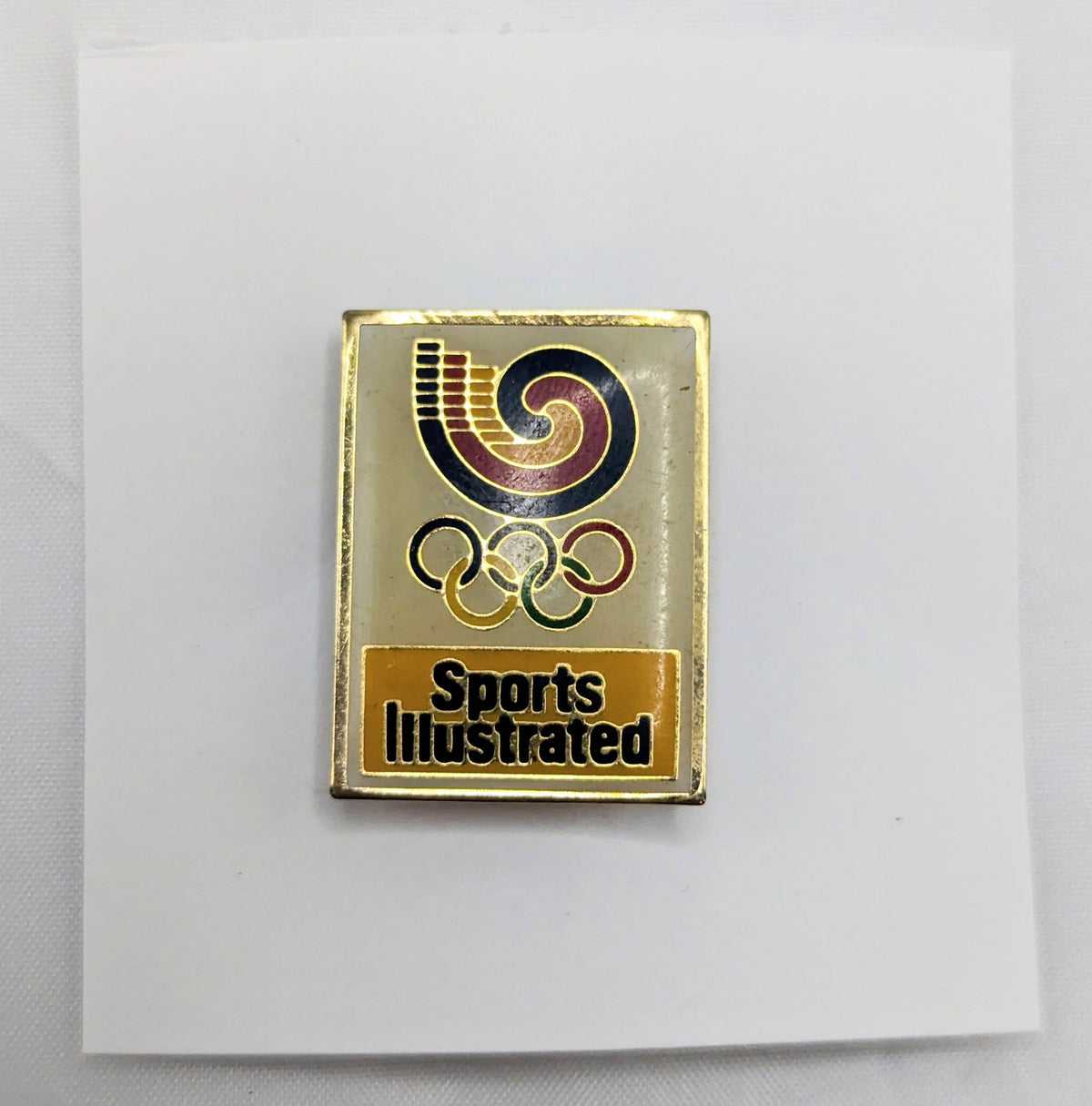 1983 Los Angeles Sports Illustrated Olympic Rings Gold Tone Enamel Lapel Pin