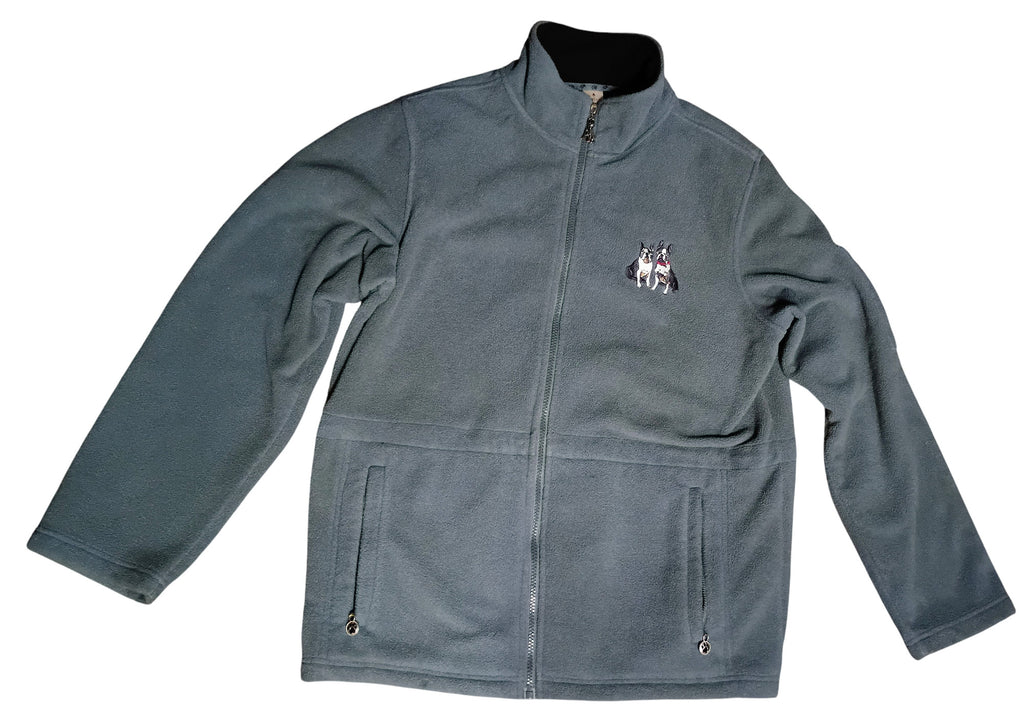 Vintage Danbury Mint Boston Terriers Embroidered Zip Up Fleece Jacket Size Large image 5