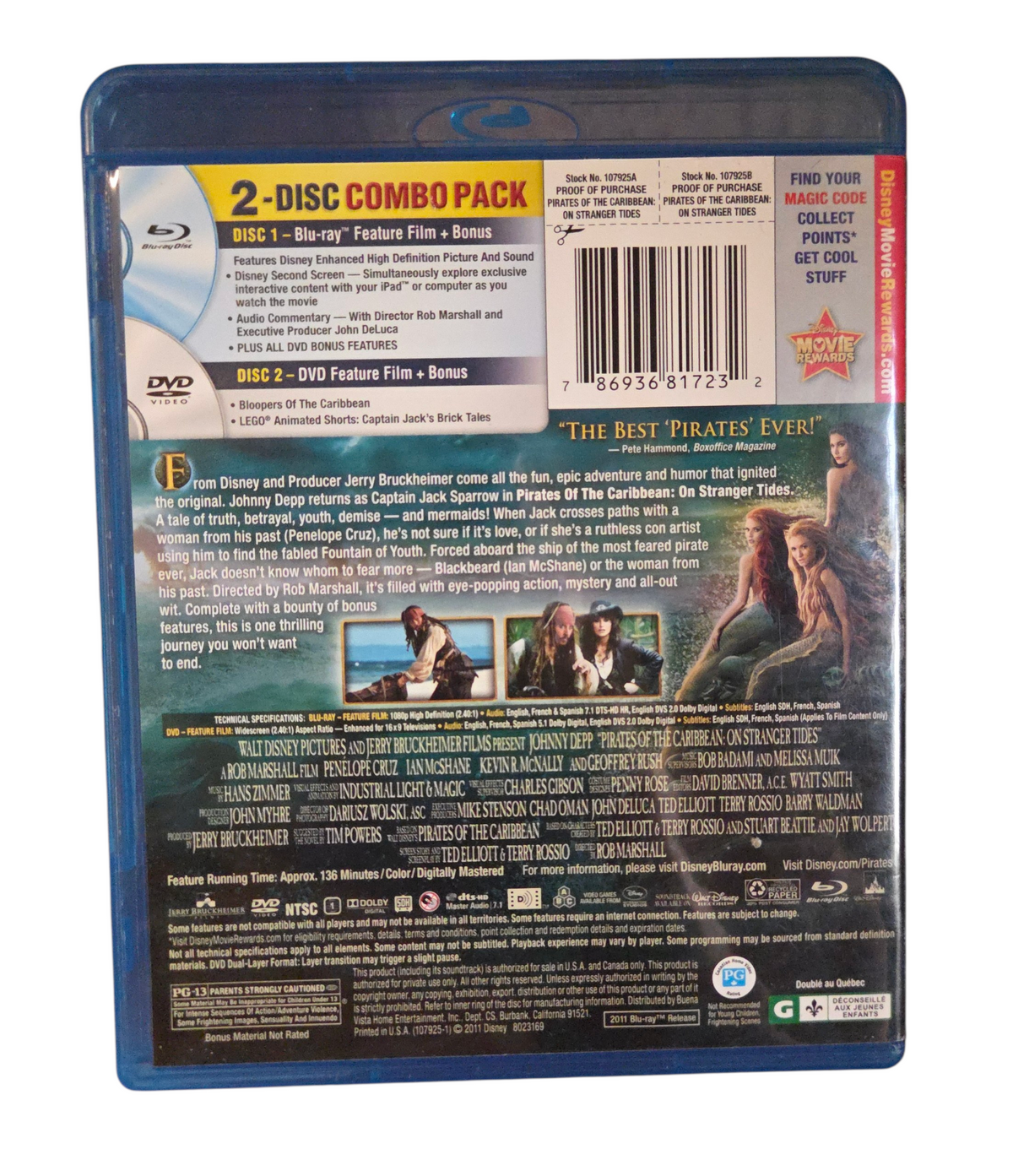 2011 Pirates of the Caribbean: On Stranger Tides Blu-ray - Missing DVD image 3