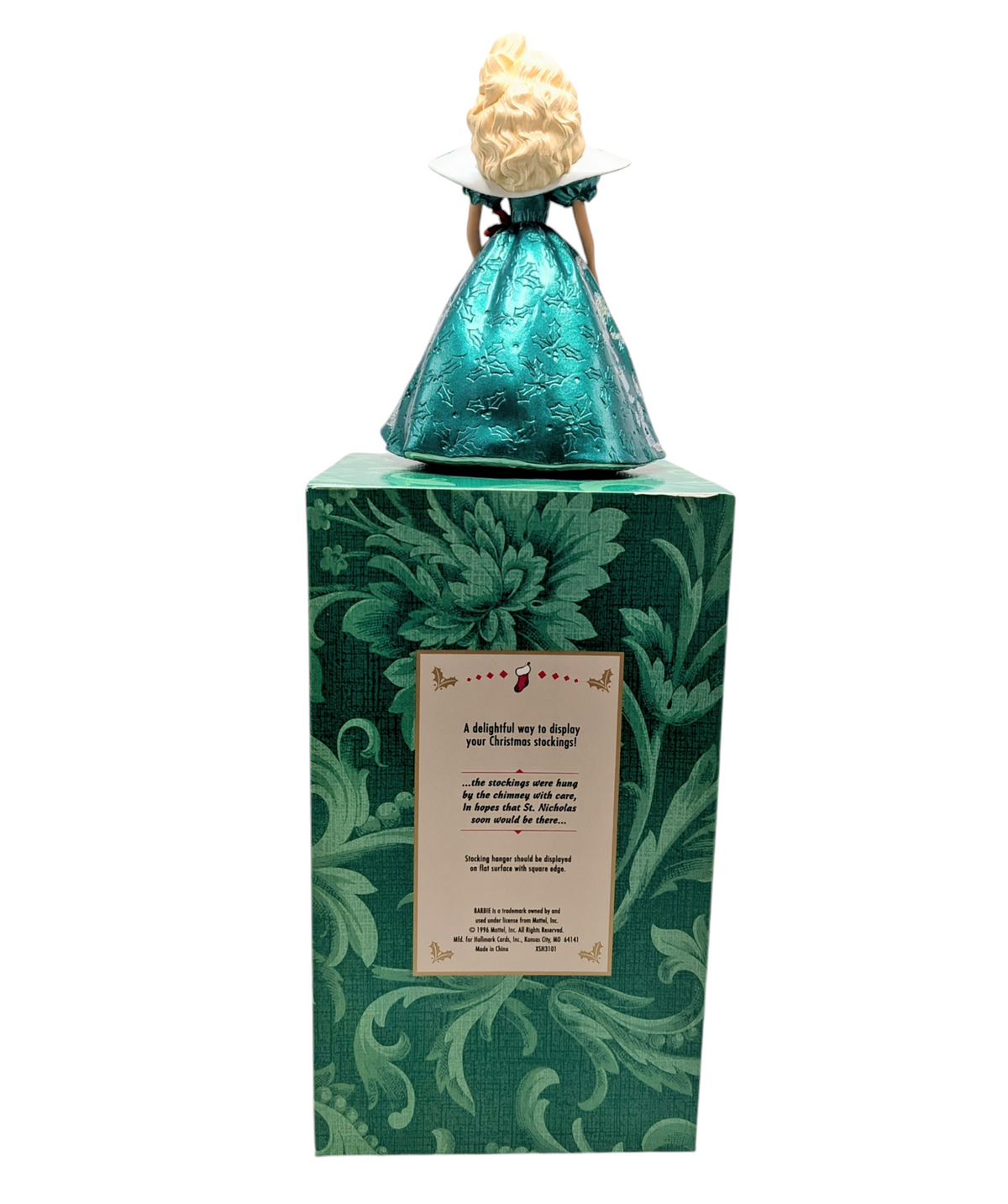 1996 Mattel Barbie Happy Holidays 6" Stocking Hanger Green Dress image 2