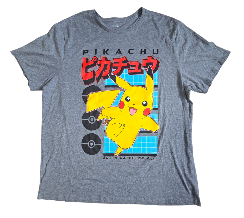 Old Navy Nintendo Pokemon Pikachu Kanji Gotta Catch Them All Graphic T-Shirt 2XL