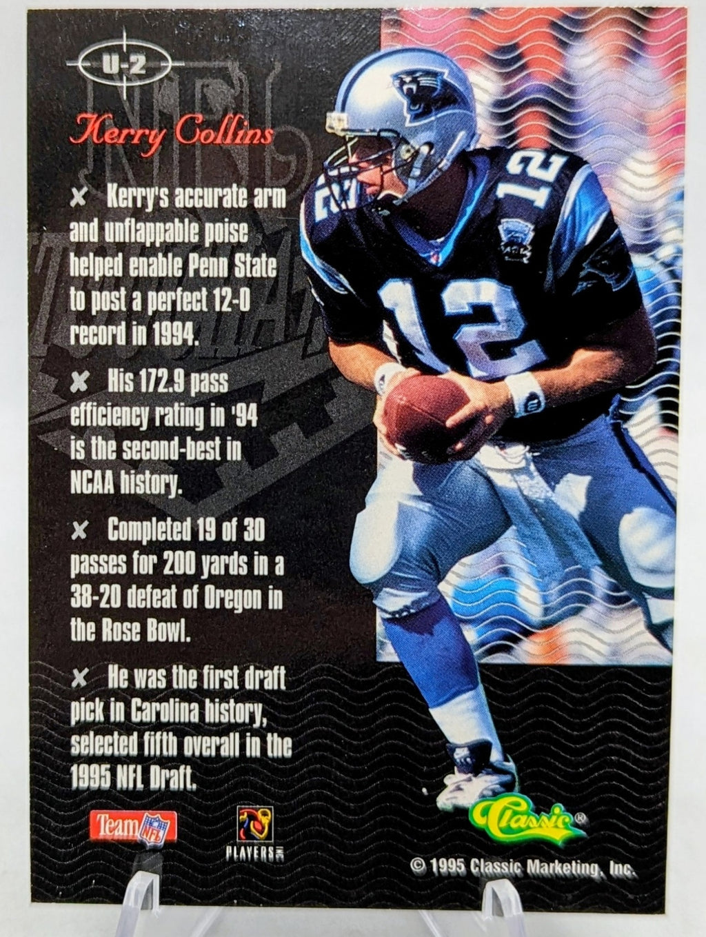 1995 Classic Images Limited Live Untouchables Kerry Collins Carolina Panthers RC image 2