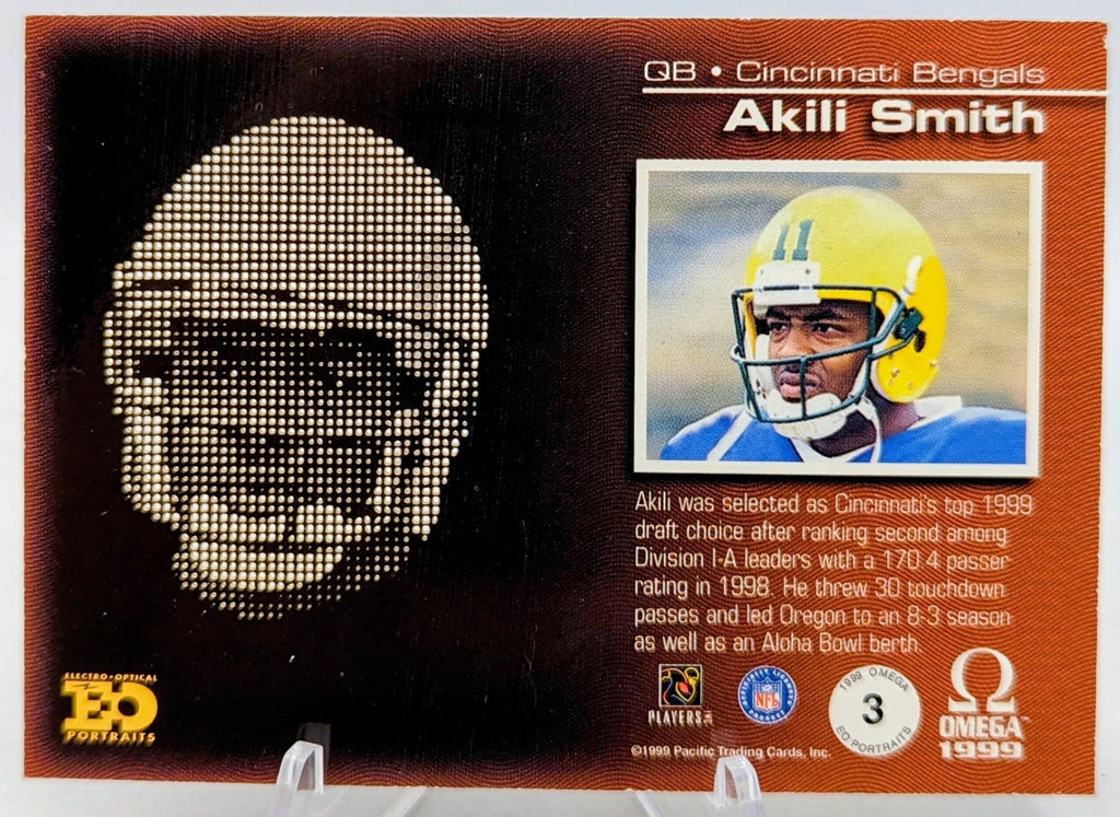 1999 Pacific Omega EO Portraits Akili Smith Cincinnati Bengals #3 Rookie RC image 2
