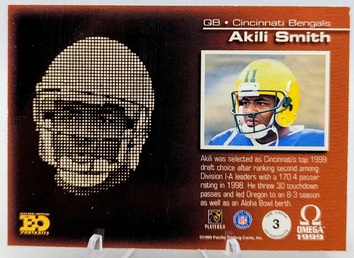 1999 Pacific Omega EO Portraits Akili Smith Cincinnati Bengals #3 Rookie RC image 2