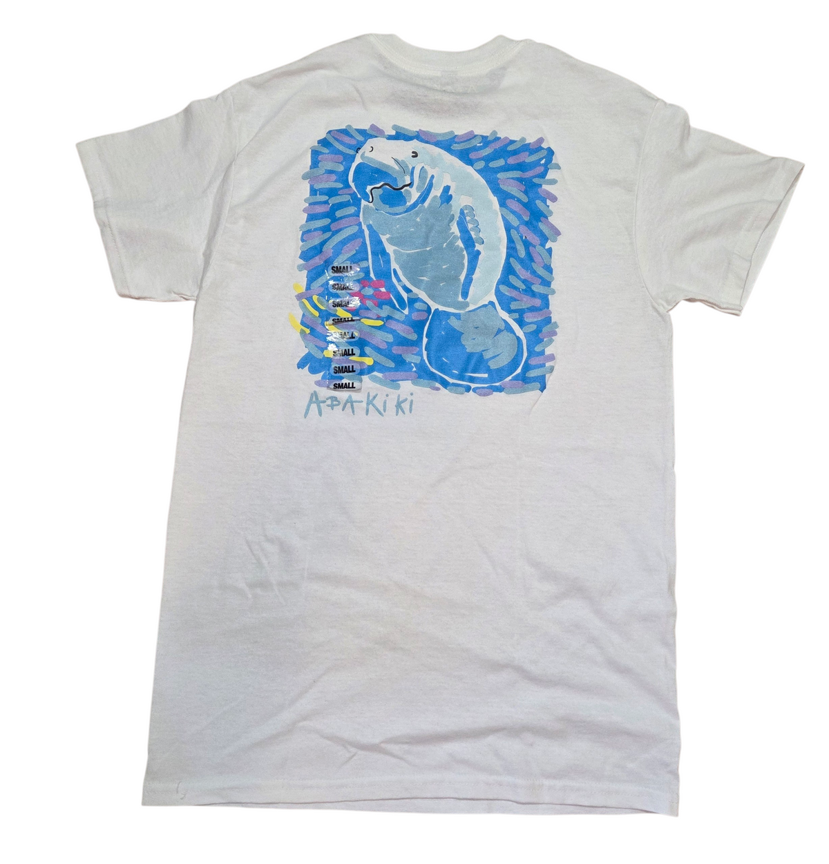 Abakiki Island Manatee Womans Hand Screen Printed 100% Cotton T Shirt Size Small image 2