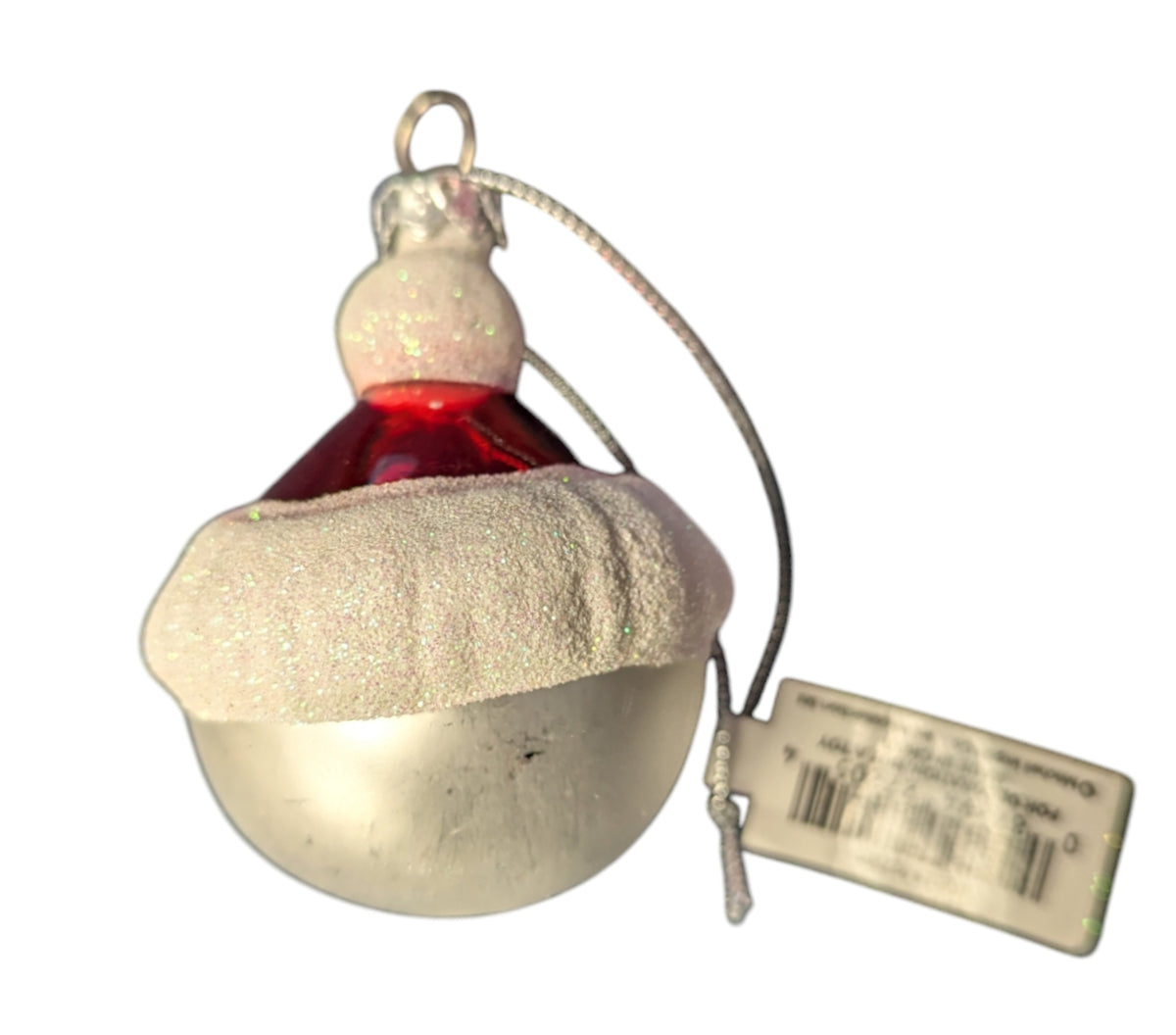 TJ's Christmas Snowman With Santa Hat Blown Glass Ornament image 2