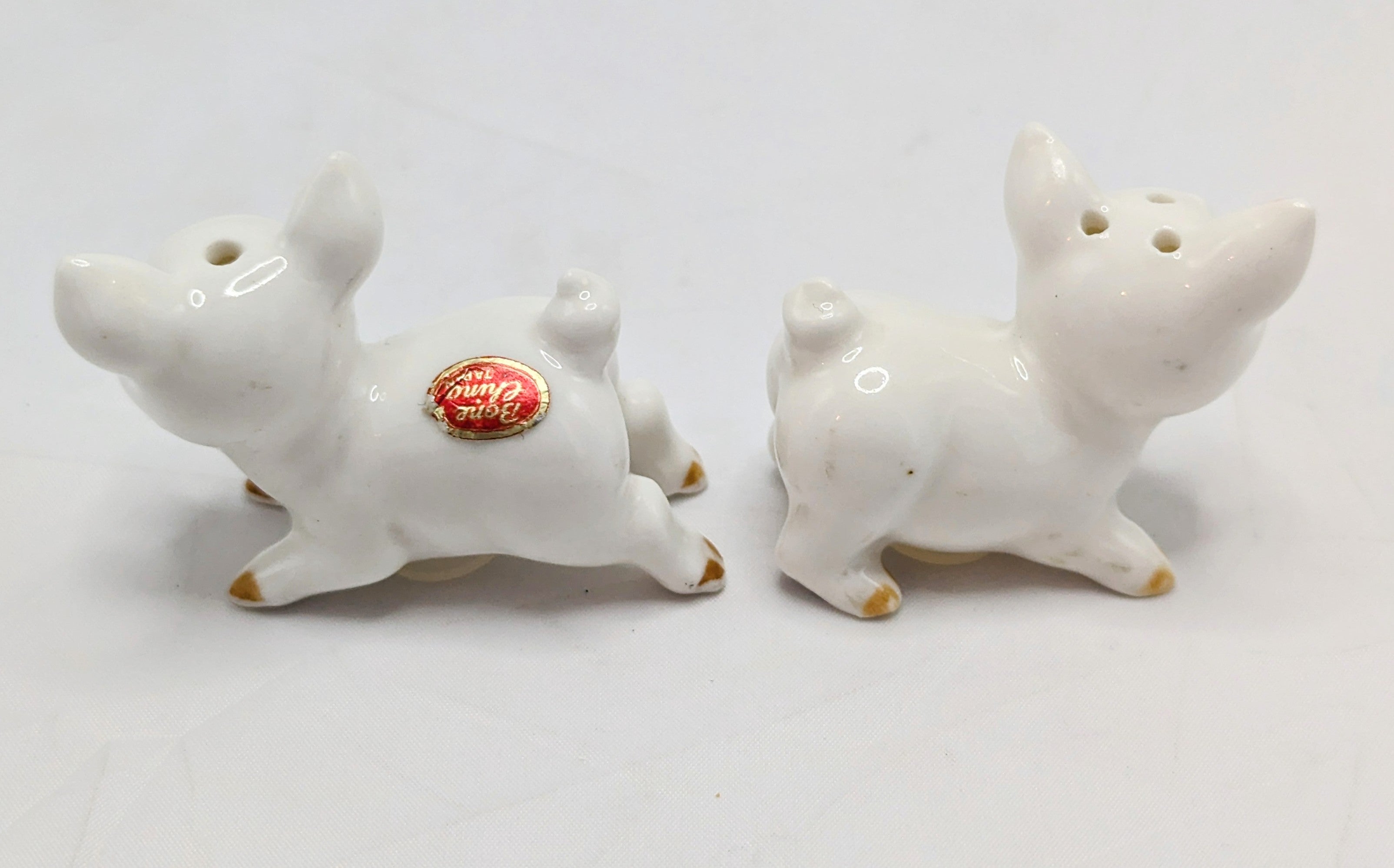 Vintage Japan Bone China Mini Pig Salt & Pepper Shakers image 3