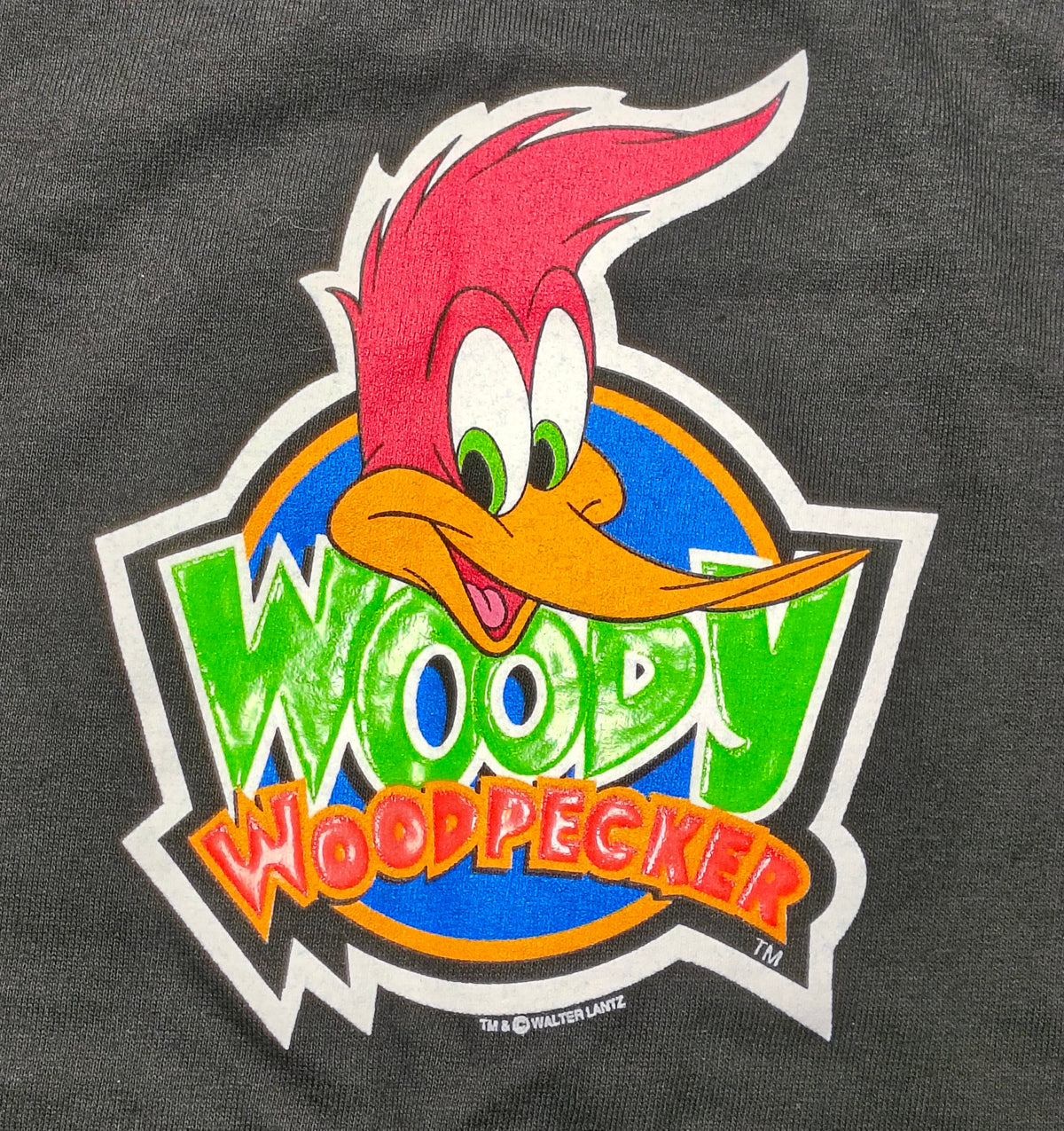 Vintage Alstyle Walter Lantz Woody Woodpecker Logo Black X-Large T-Shirt image 3