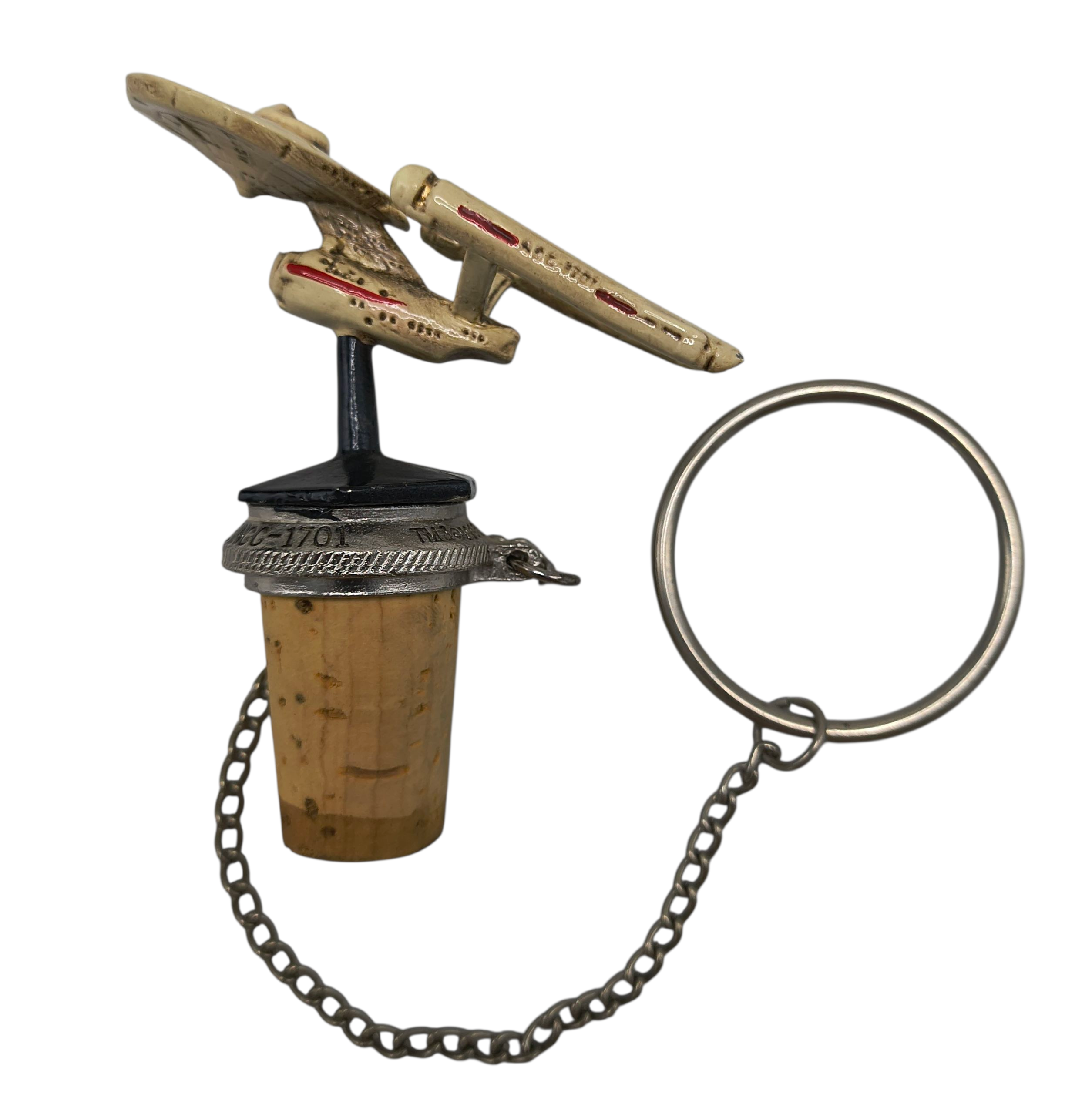 1998 Wine Things Star Trek U.S.S Enterprise NCC-1701 Pewter Wine Bottle Cork image 2