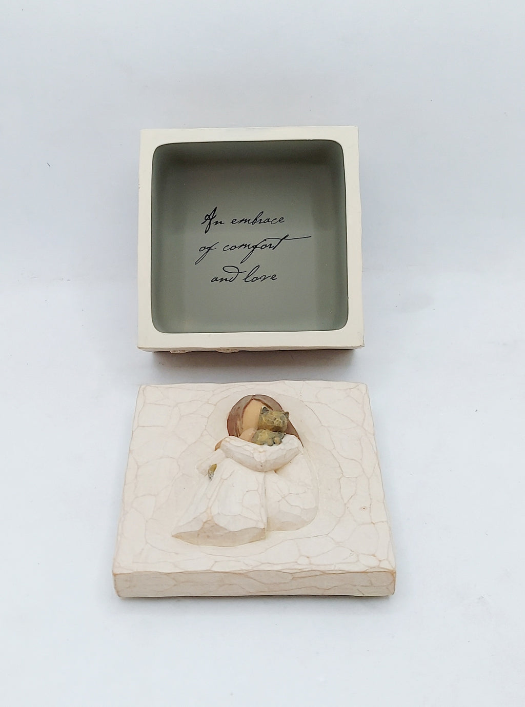 2003 Willow Tree Comfort Keepsake Memory Trinket Box Girl & Cat Paw Prints image 2