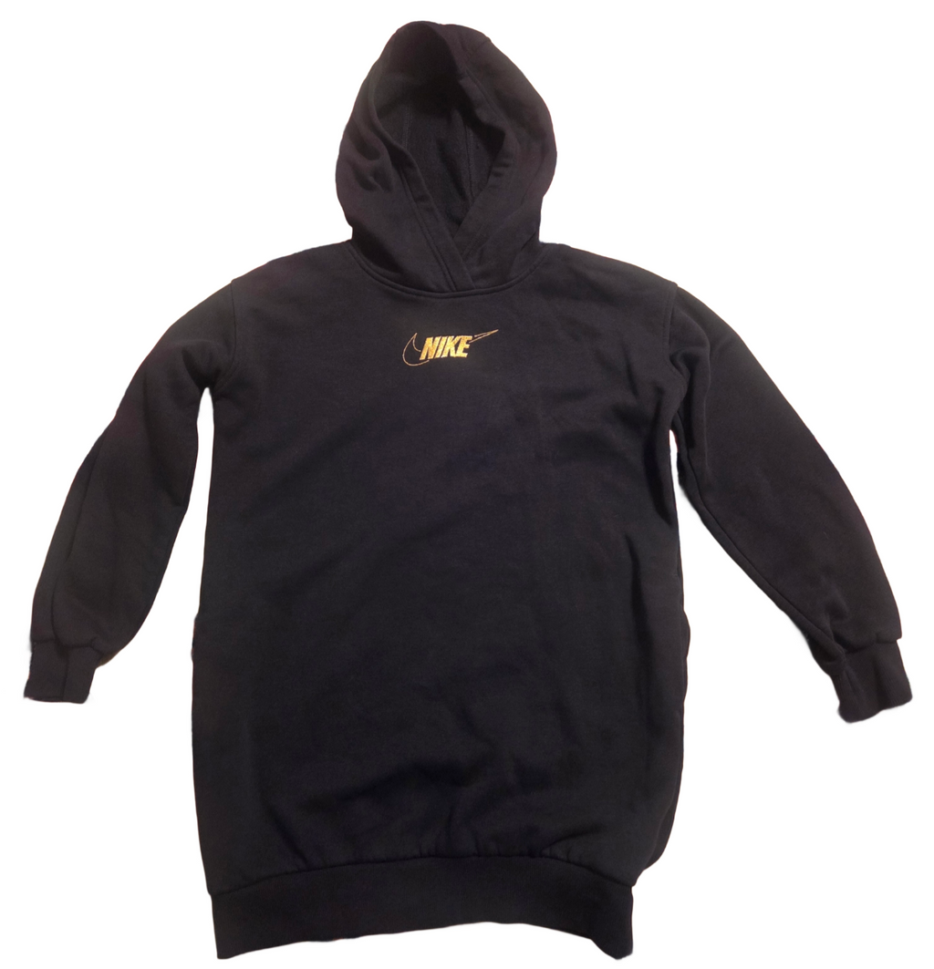 Nike Sportswear Club Dress Girls Black Long Sleeve Fleece Hoodie Size Small
