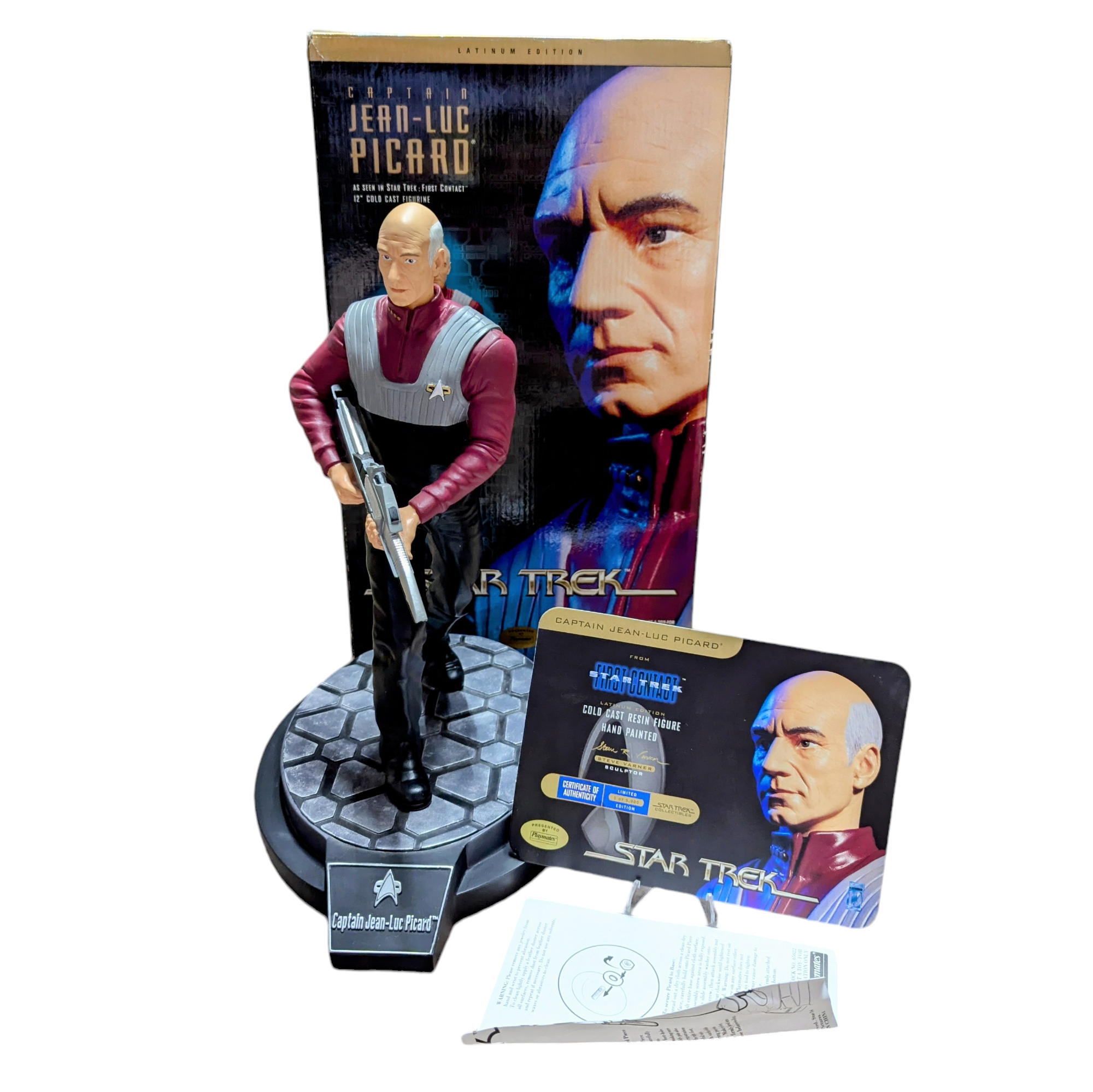 1997 Playmates Star Trek Captain Jean-Luc Picard Cold Cast Figurine 12inch