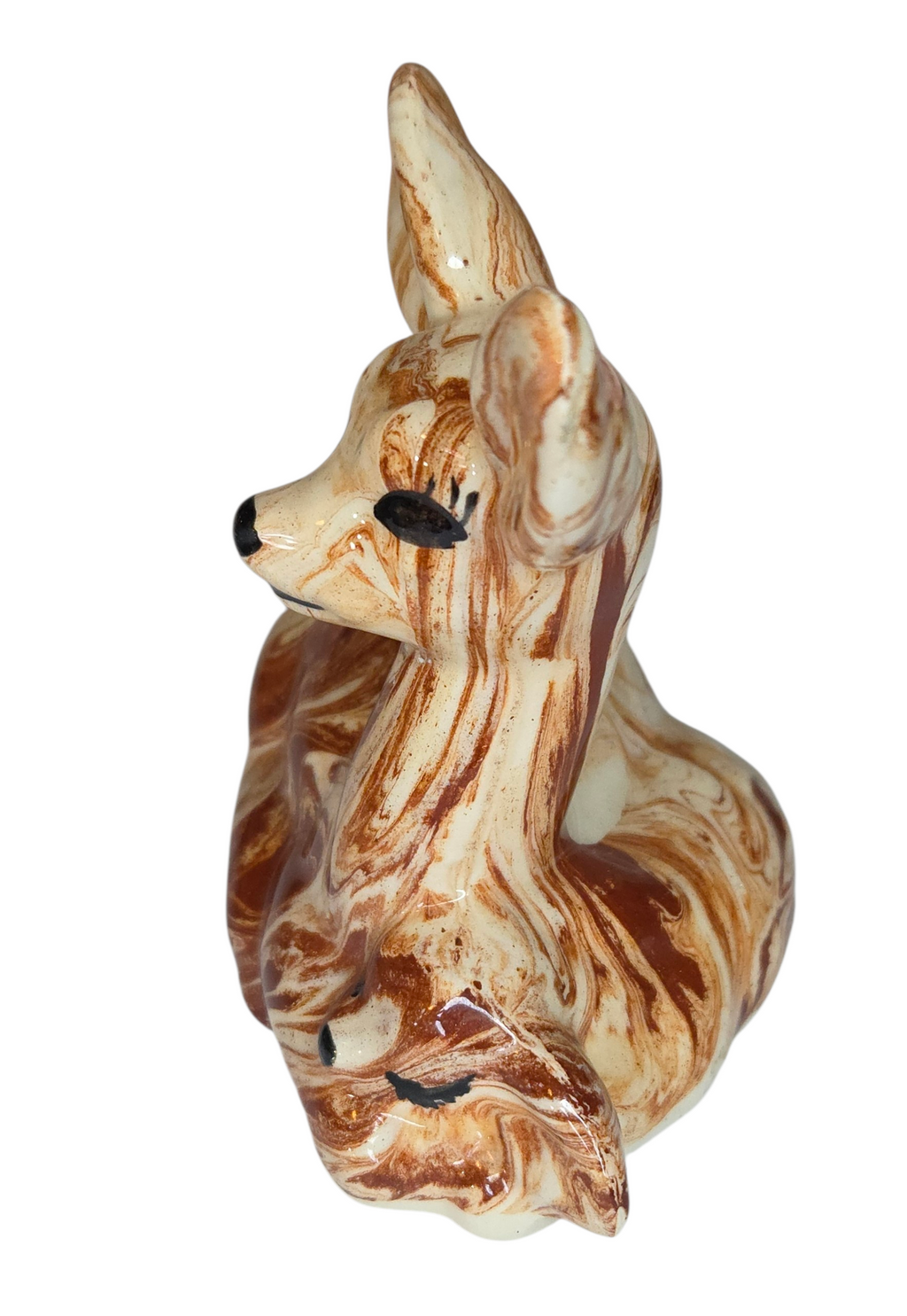 Vintage Montana Clay Brown Marbled Deer Mother & Baby Fawn Figurine Statue image 3