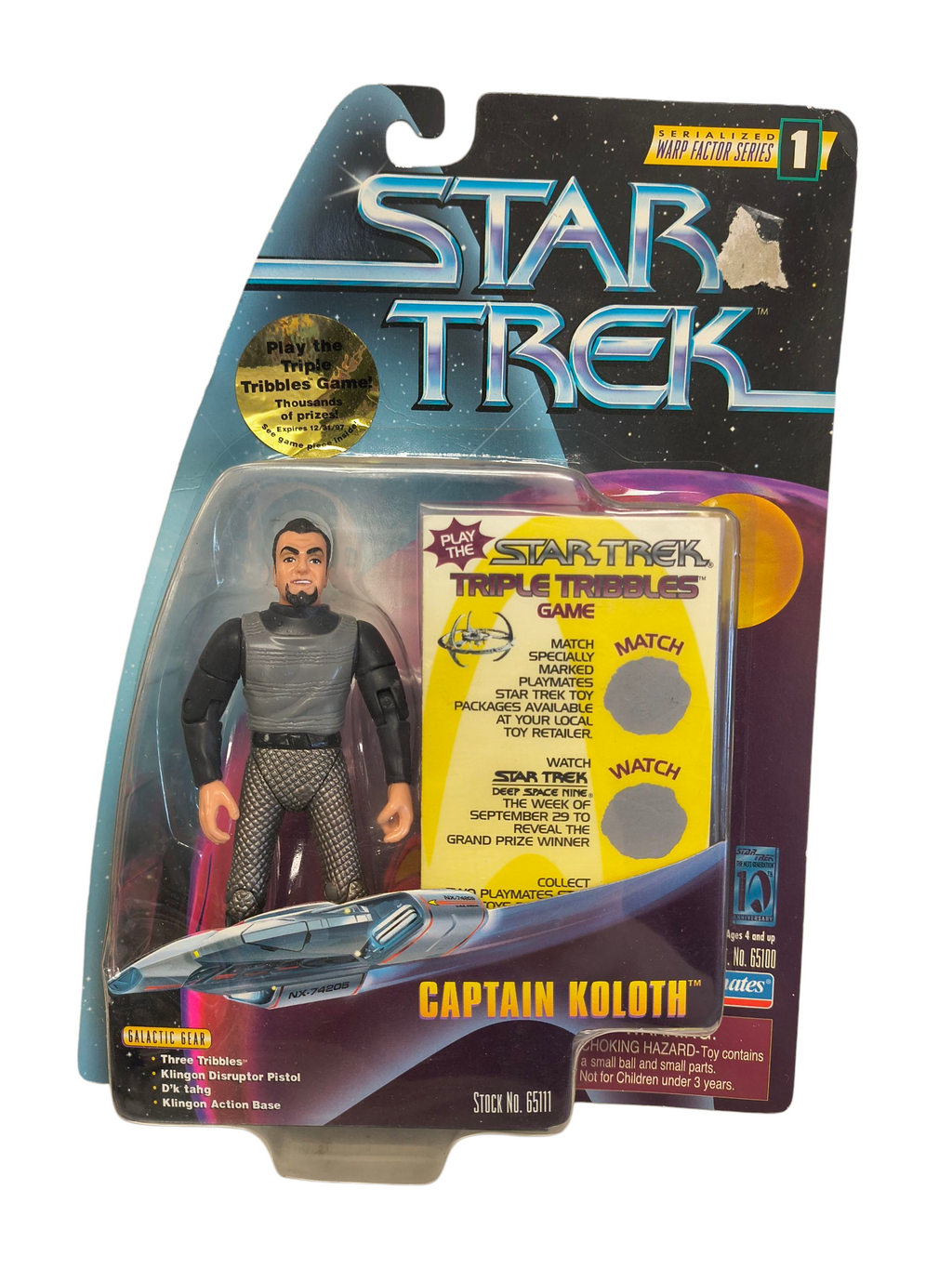 1997 Playmates Star Trek TOS Warp Factor Series Captain Koloth 5" Triple Tribble