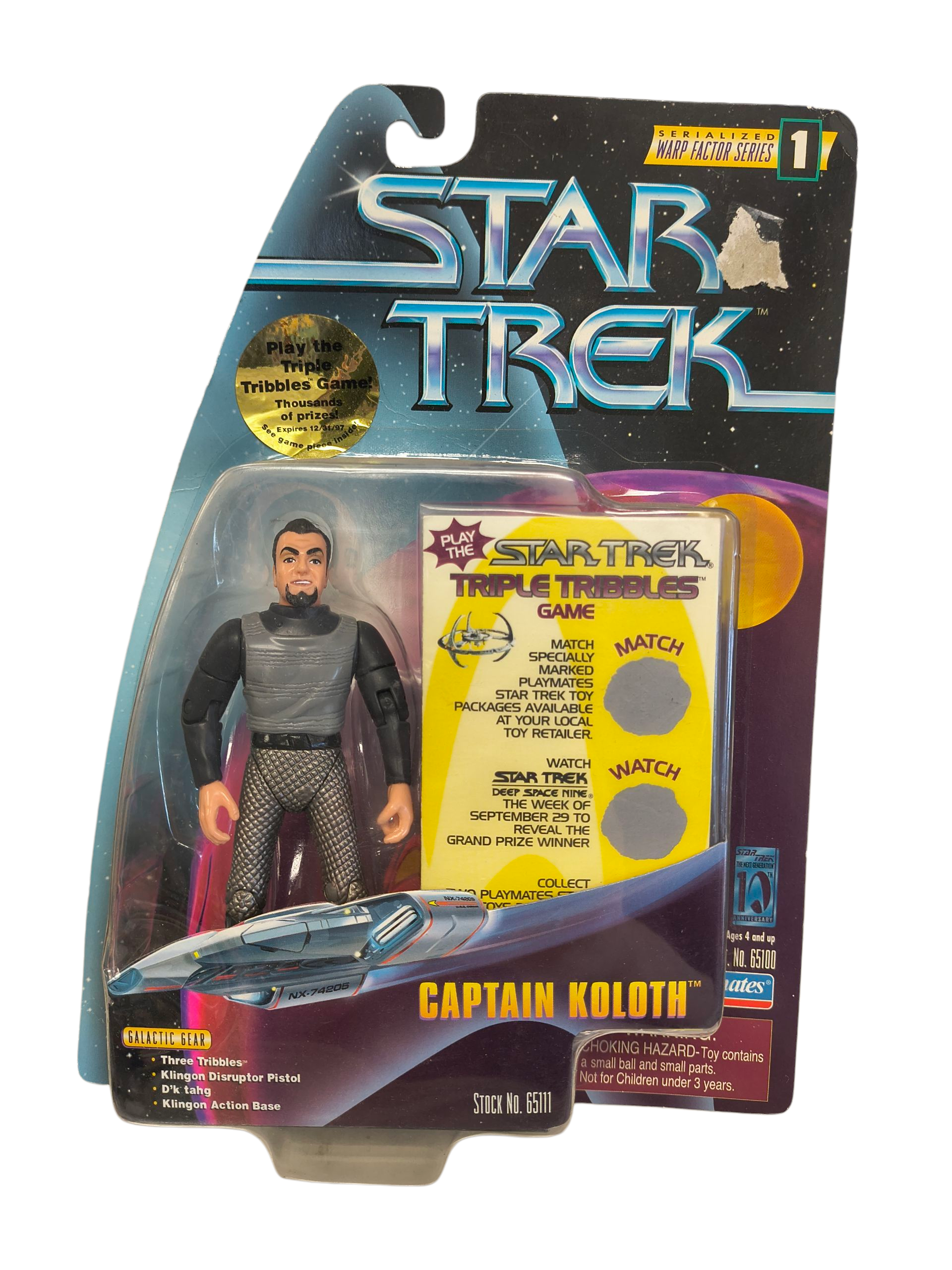 1997 Playmates Star Trek TOS Warp Factor Series Captain Koloth 5" Triple Tribble