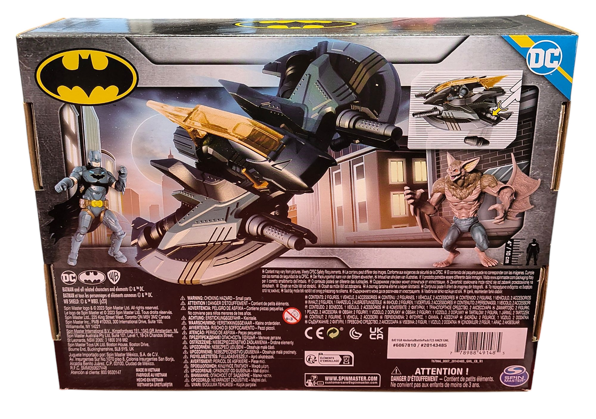 Spin Master DC Batman Aerial Battle Pack w/ Batman, Man Bat 4" Figures & Batwing image 2