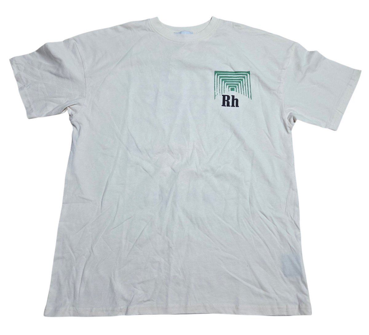 Rhude Hardcore Happiness Cream Green Multicolor Graphic T-Shirt Size Small