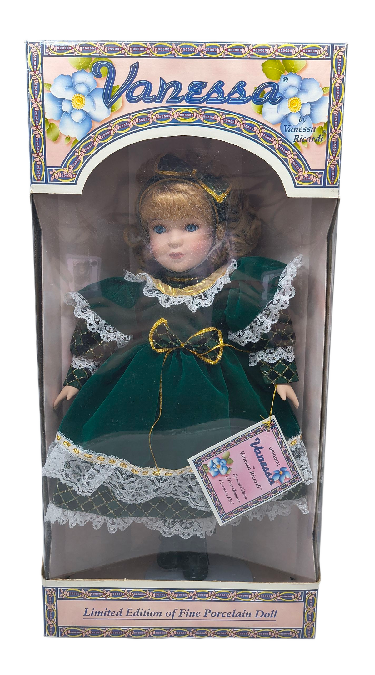 1997 Vanessa Ricardi Limited Ed. Porcelain 16" Vanessa Doll Green Gold Velvet