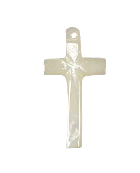 Vintage Drilled Mother Of Pearl Christian Cross Pendant For Necklace
