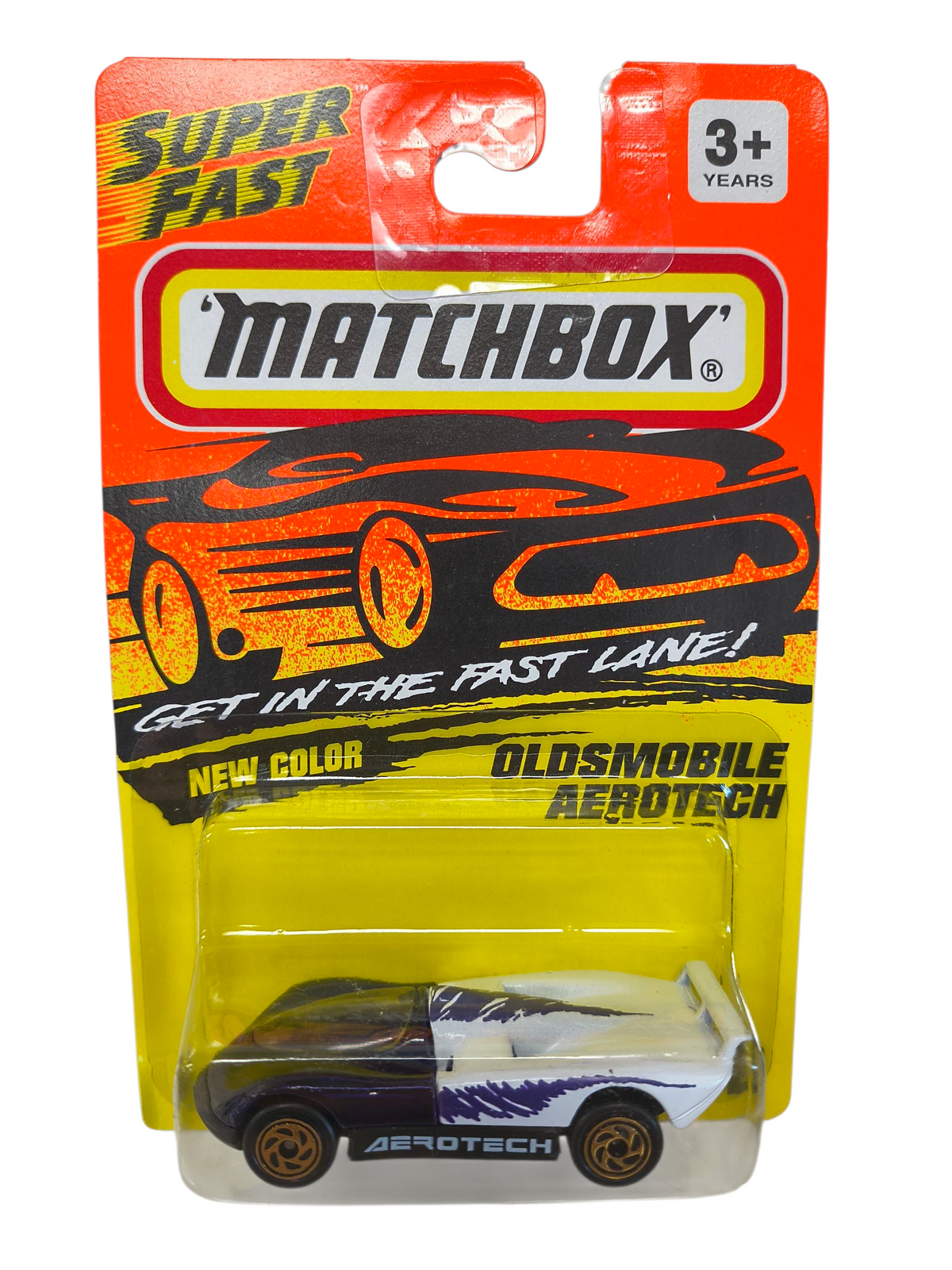 1993 Matchbox Super Fast Oldsmobile Aerotech #62 White/Purple Die Cast