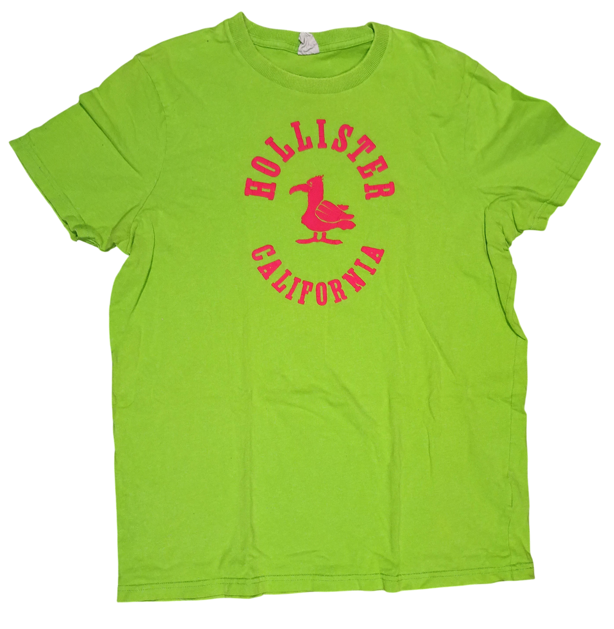 Vintage Hollister California Perched Pelican Lime Green T-Shirt Size XL